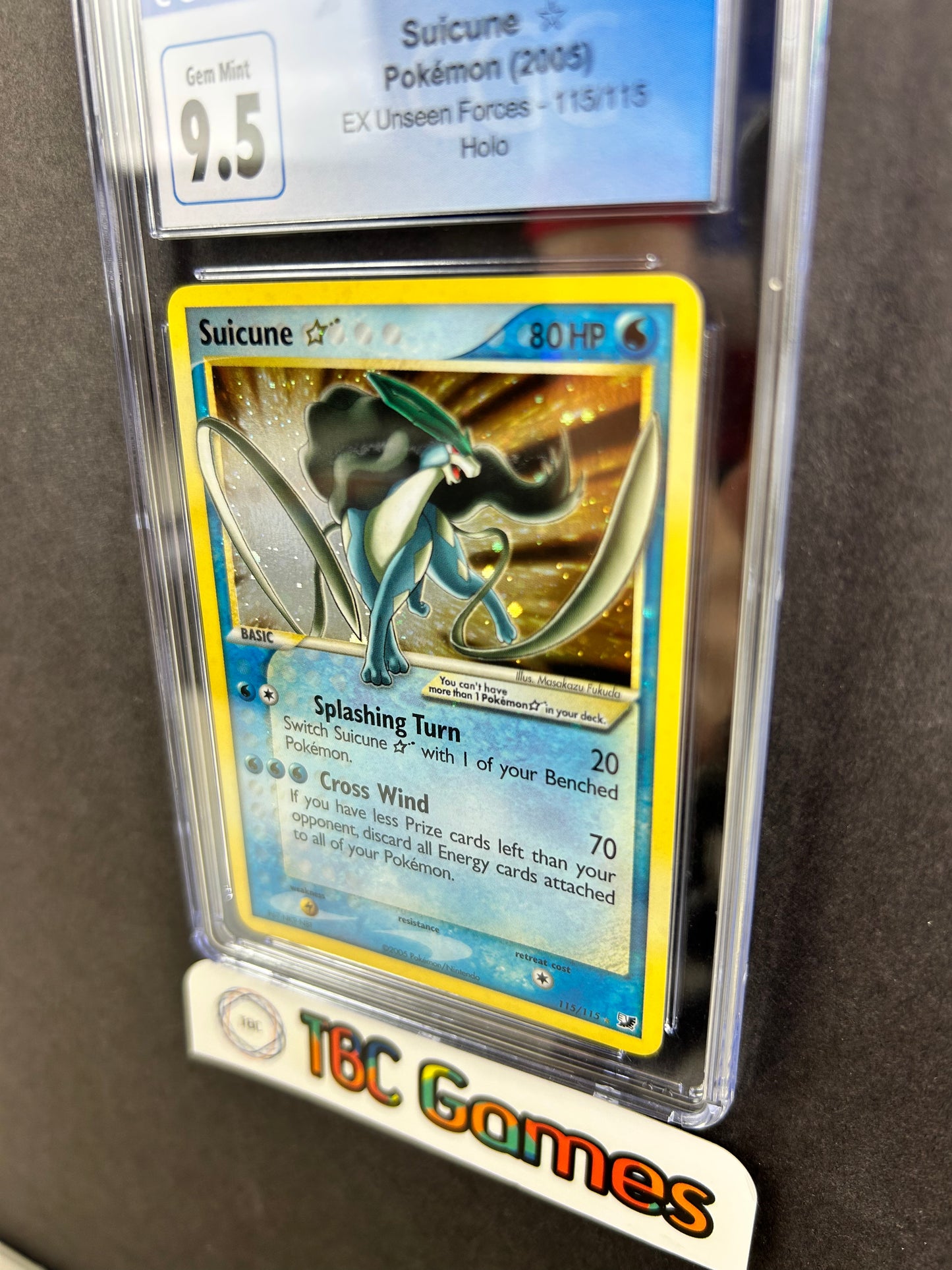 Suicune Gold Star Unseen Forces #115 Blue CGC 9.5