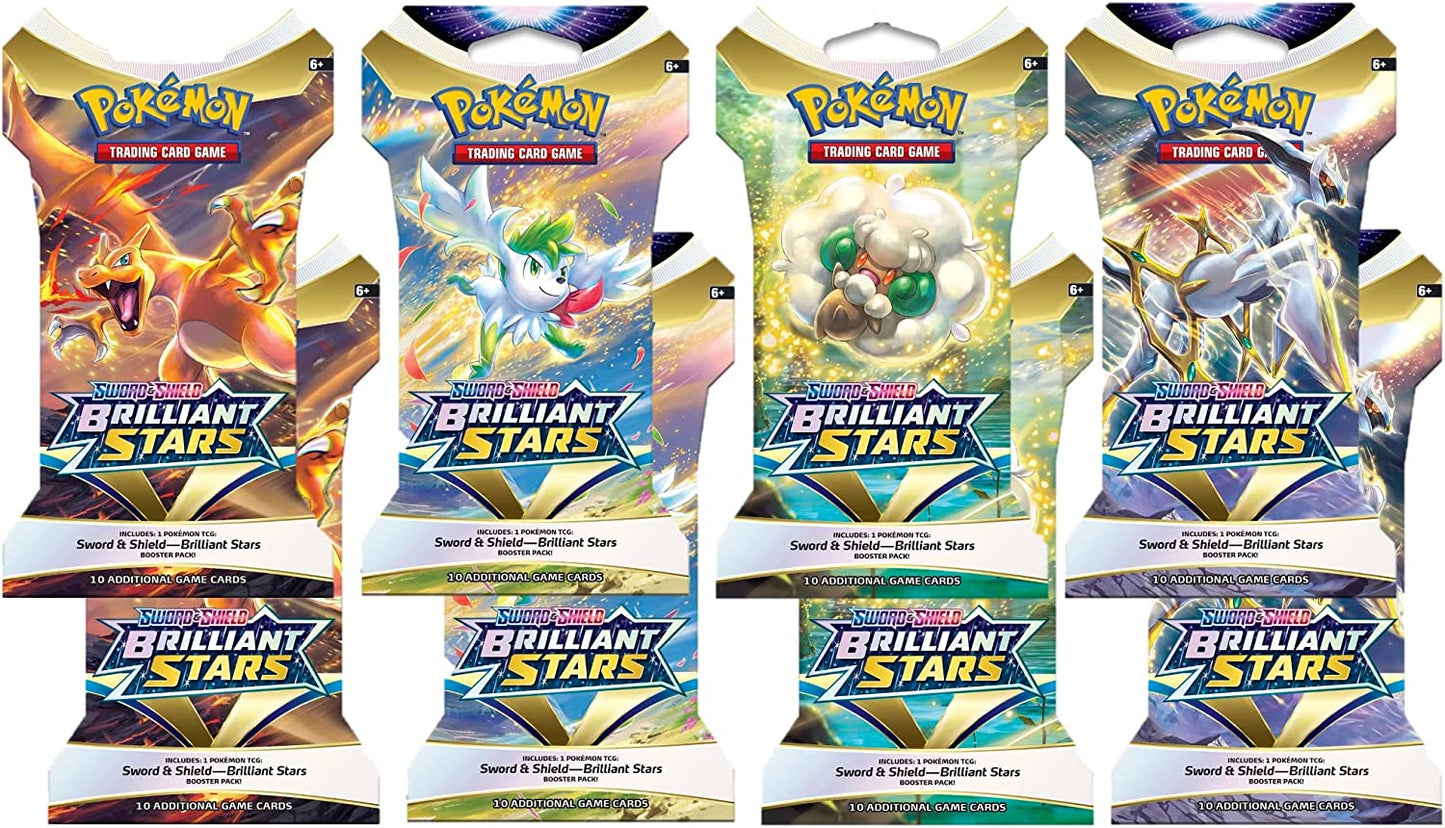 Pokemon TCG: Sword & Shield - Brilliant Stars Sleeved Booster Pack Bundle (8)