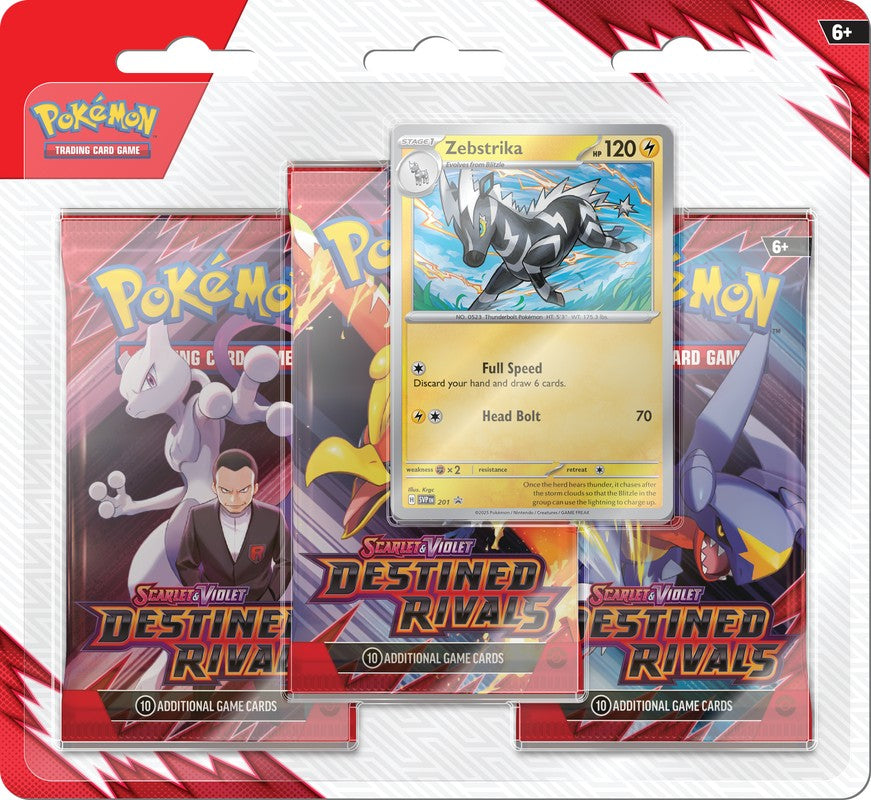 Pokemon TCG: Scarlet & Violet - Destined Rivals 3 Pack Blister (Zebstrika)