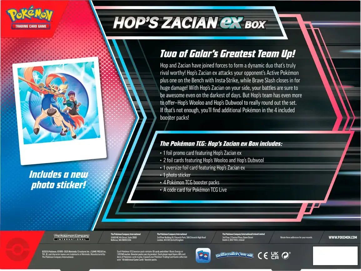 Pokemon TCG: Hop's Zacian ex Collection Box