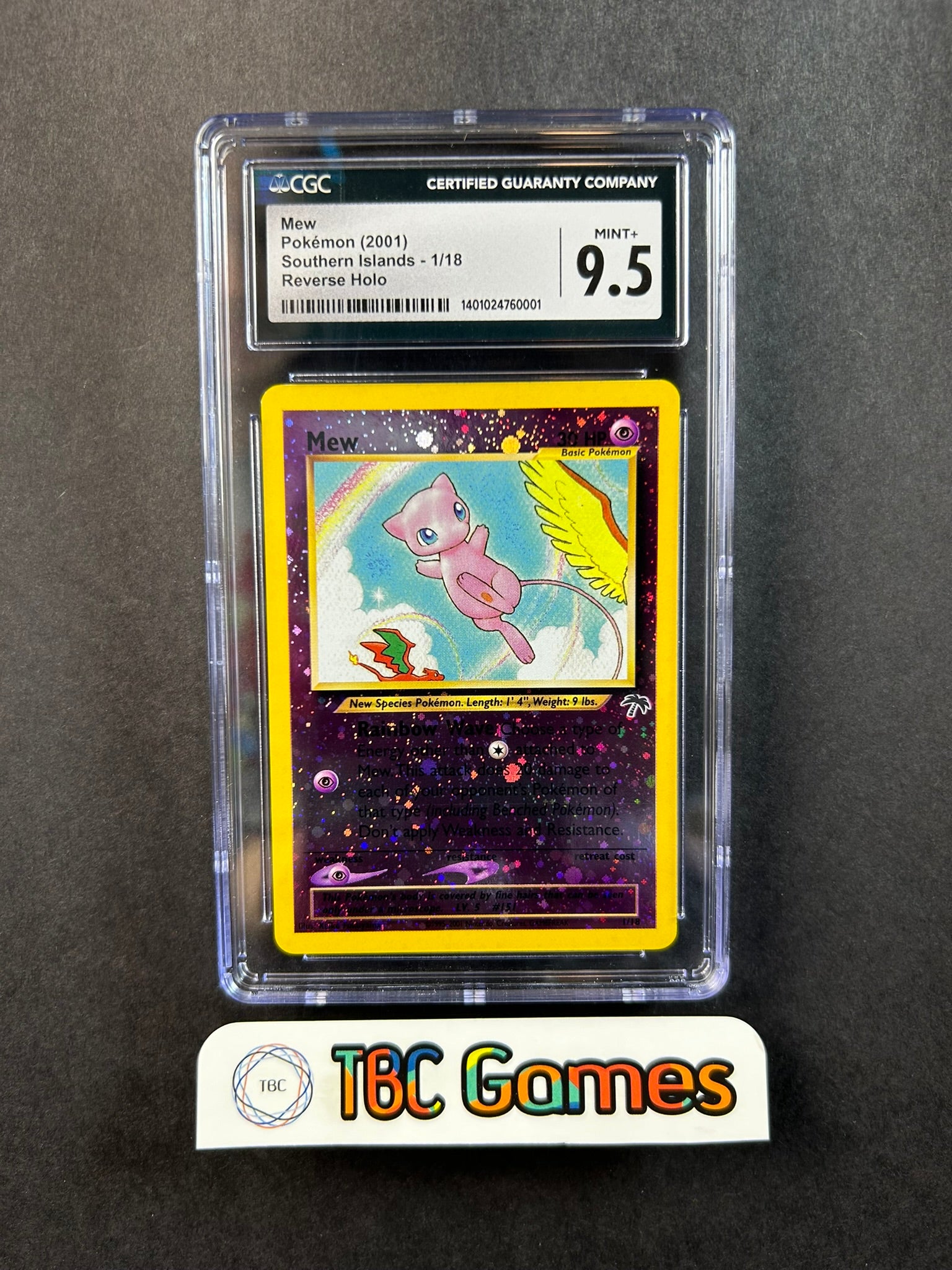 Mew Southern Islands Reverse Holo 1/18 CGC 9.5 TBC Games Mew Southern Islands Reverse Holo 1/18 CGC 9.5 TBC Games