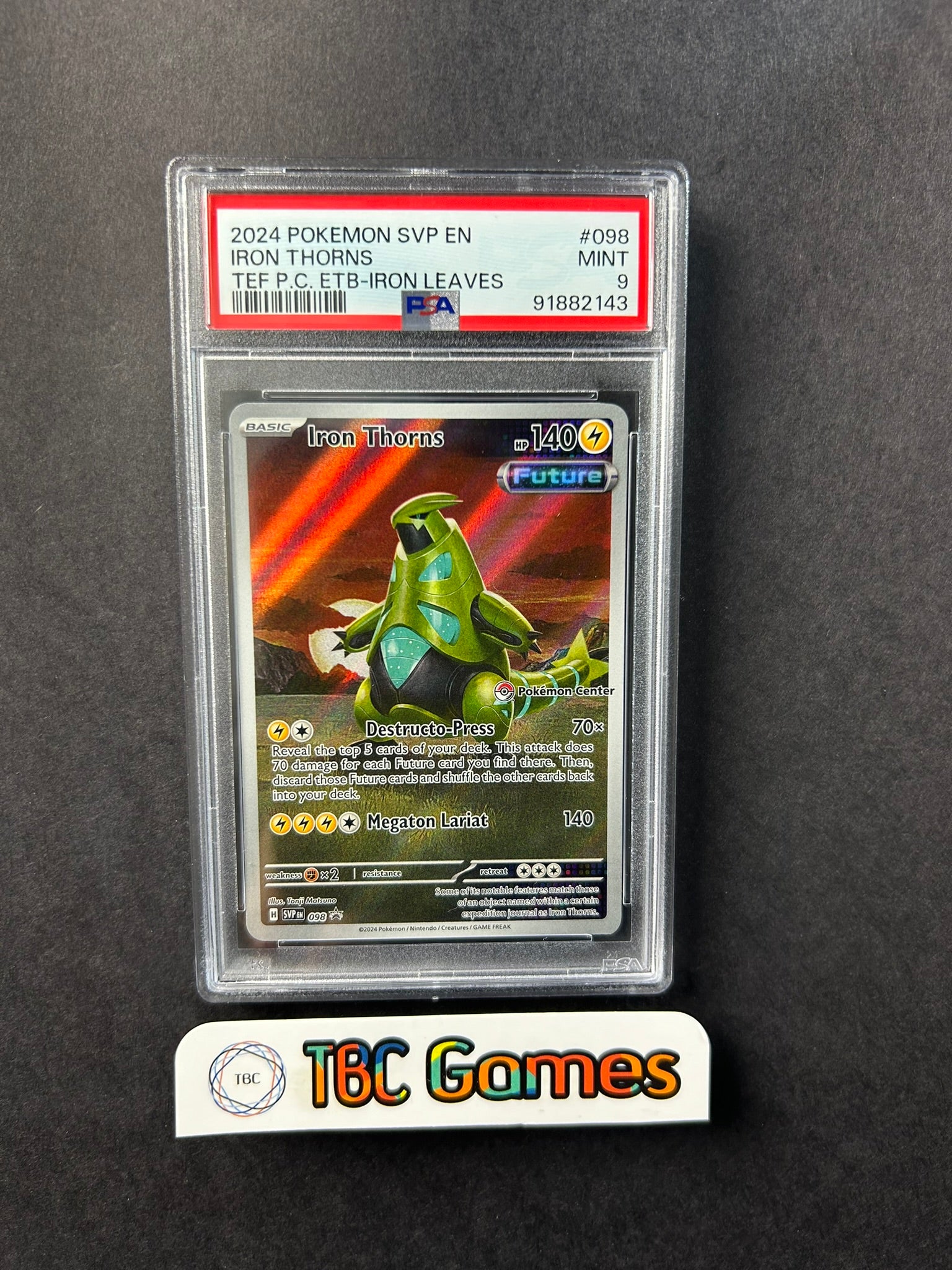 Iron Thorns Pokemon Center Stamp SVP098 PSA 9 TBC Games Iron Thorns Pokemon Center Stamp SVP098 PSA 9 TBC Games
