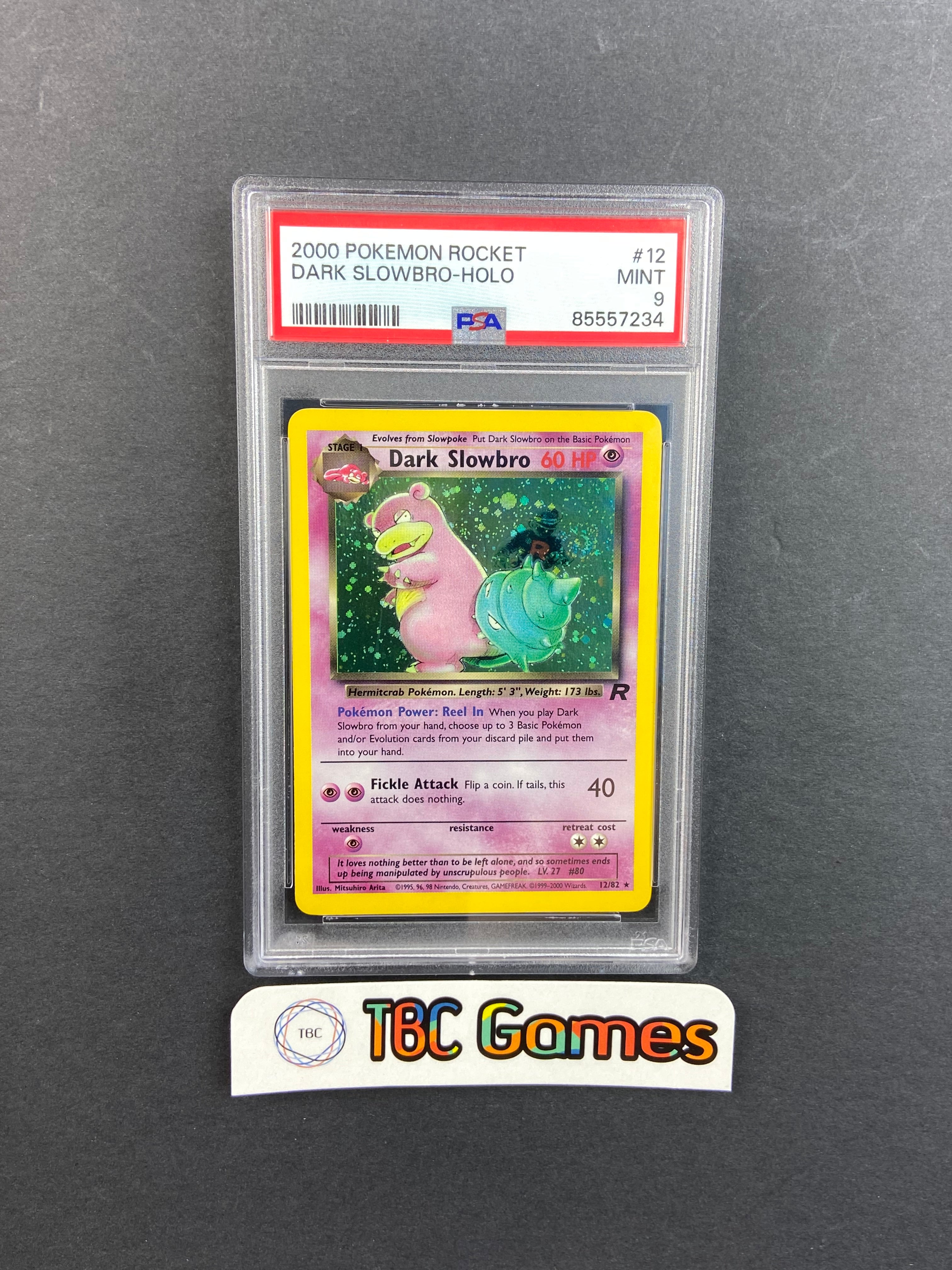 Dark Slowbro Team Rocket Unlimited Holo 12/82 PSA 9 w/ SWIRL TBC Games Dark Slowbro Team Rocket Unlimited Holo 12/82 PSA 9 w/ SWIRL TBC Games