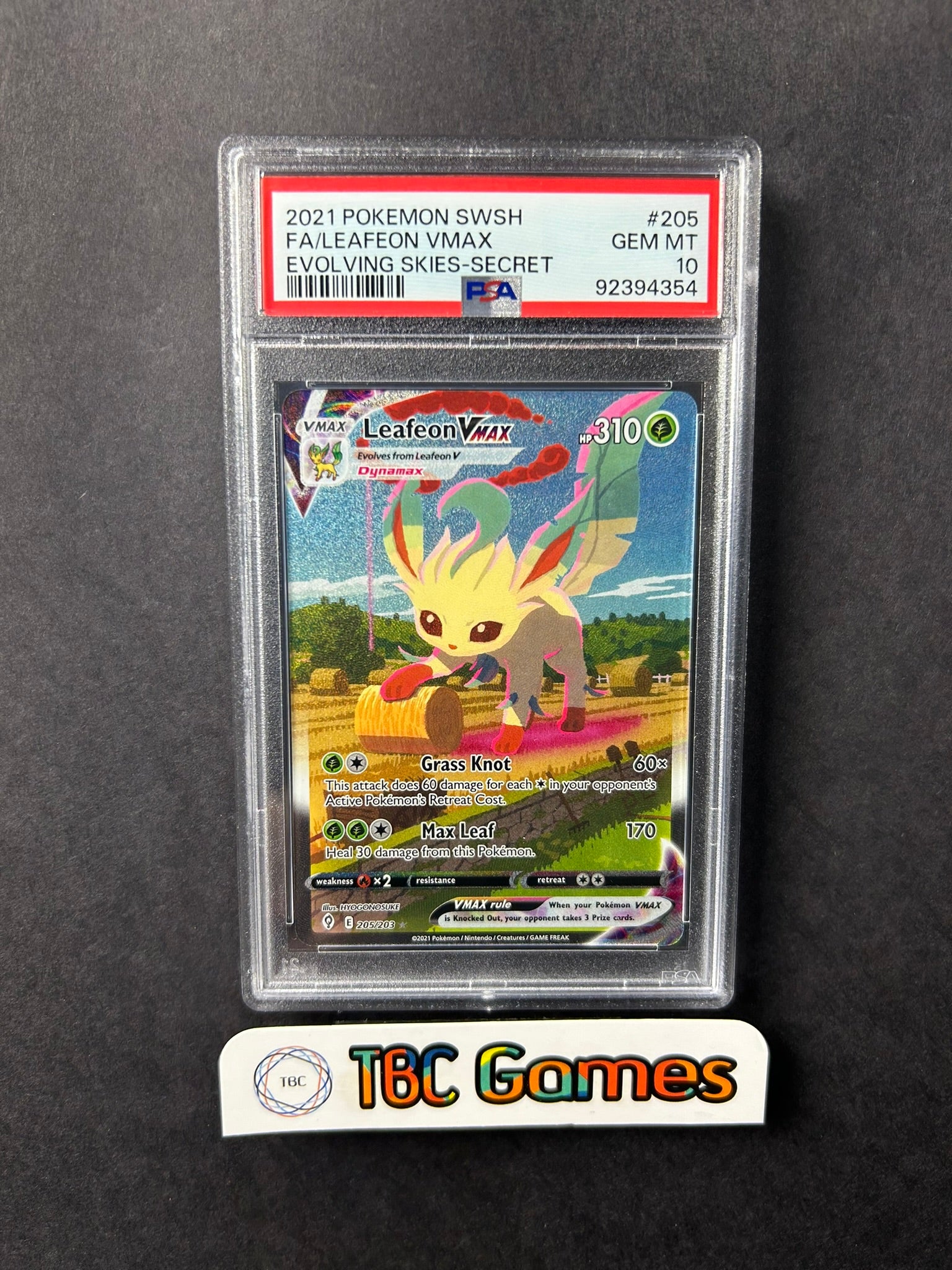 Leafeon VMAX Evolving Skies Alt Art 205/203 PSA 10 TBC Games Leafeon VMAX Evolving Skies Alt Art 205/203 PSA 10 TBC Games
