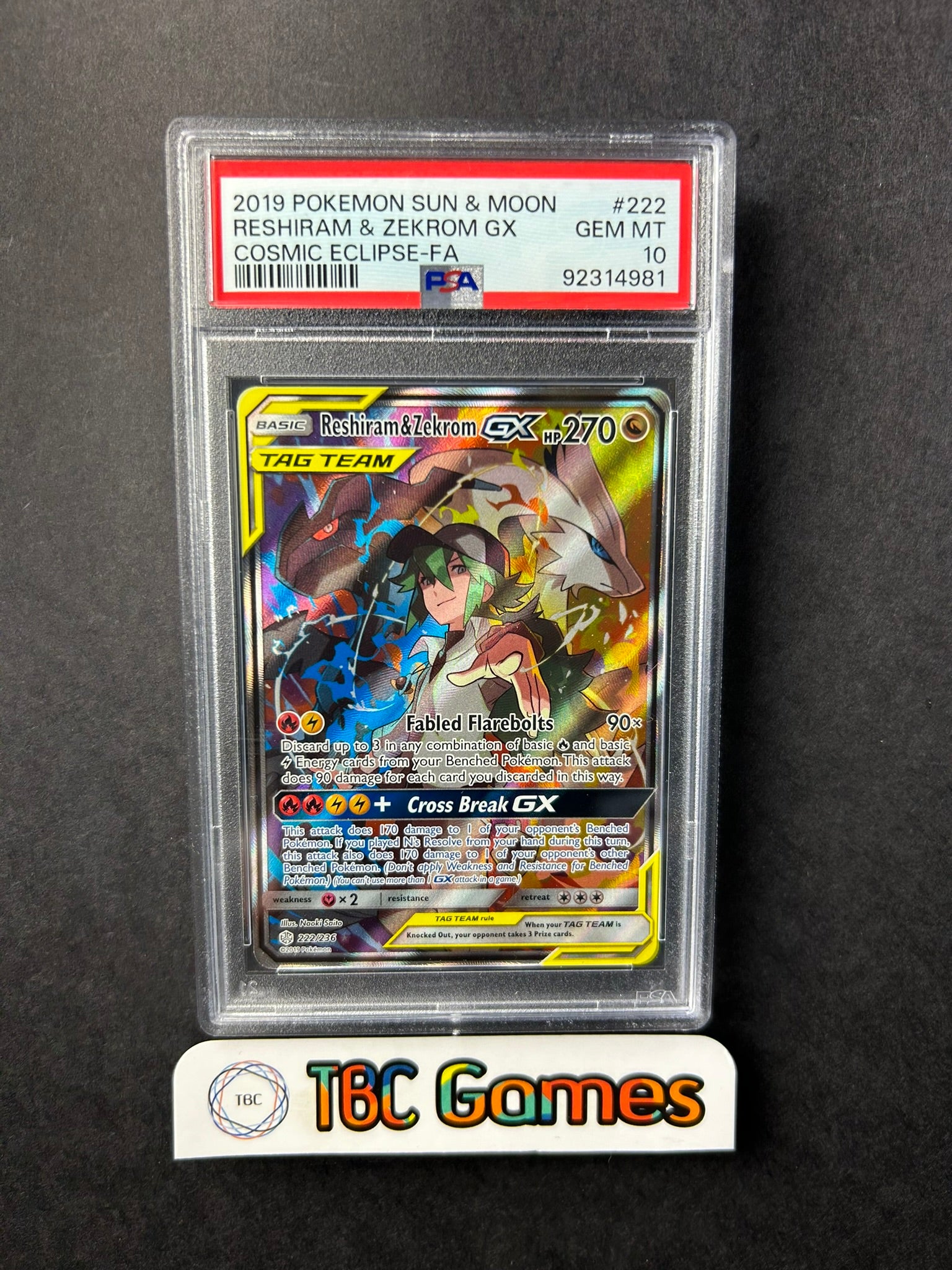 Reshiram & Zekrom Cosmic Eclipse Alt Art 222/236 PSA 10 TBC Games Reshiram & Zekrom Cosmic Eclipse Alt Art 222/236 PSA 10 TBC Games