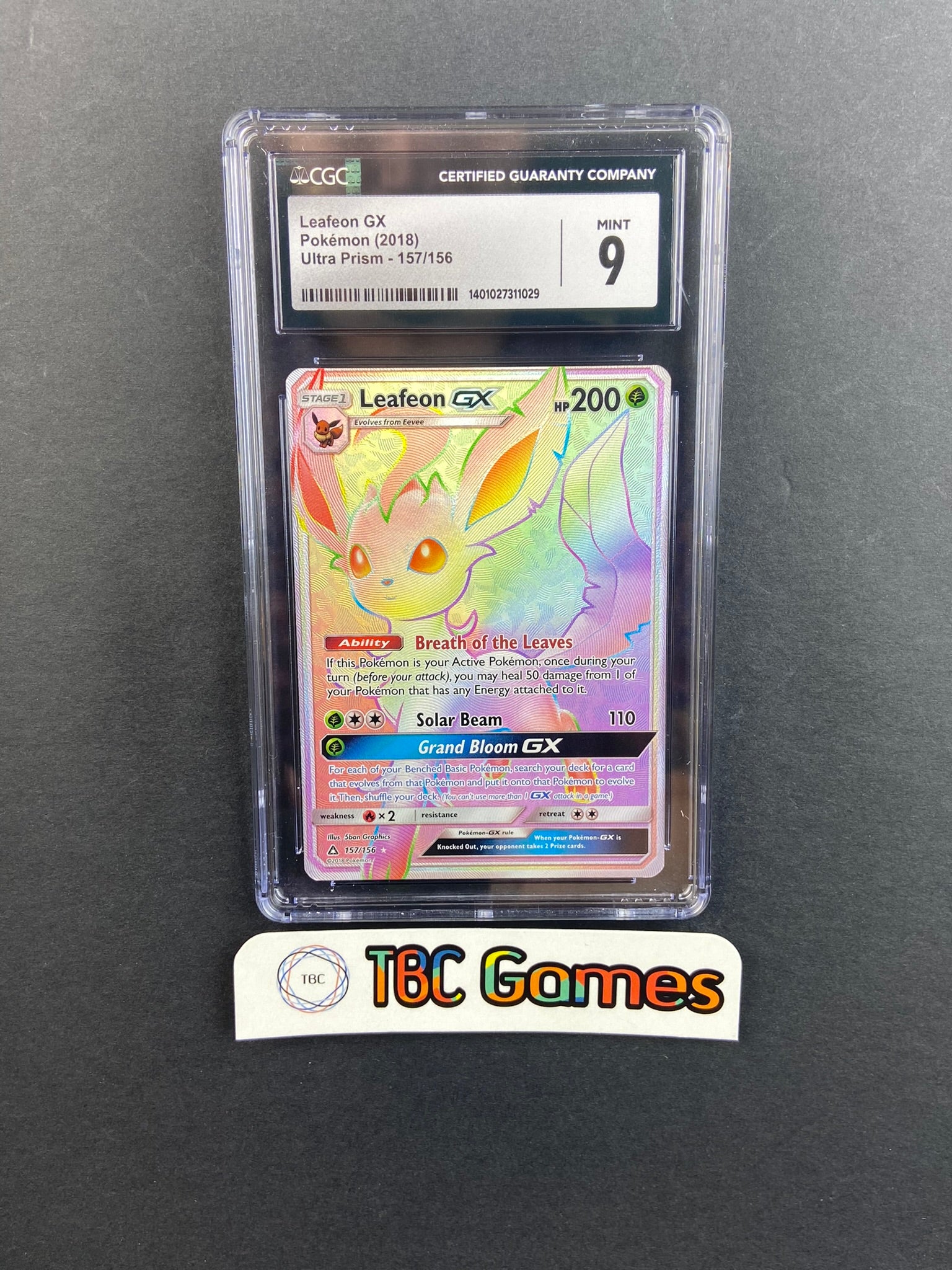 Leafeon GX Ultra Prism 157/156 CGC 9 TBC Games Leafeon GX Ultra Prism 157/156 CGC 9 TBC Games