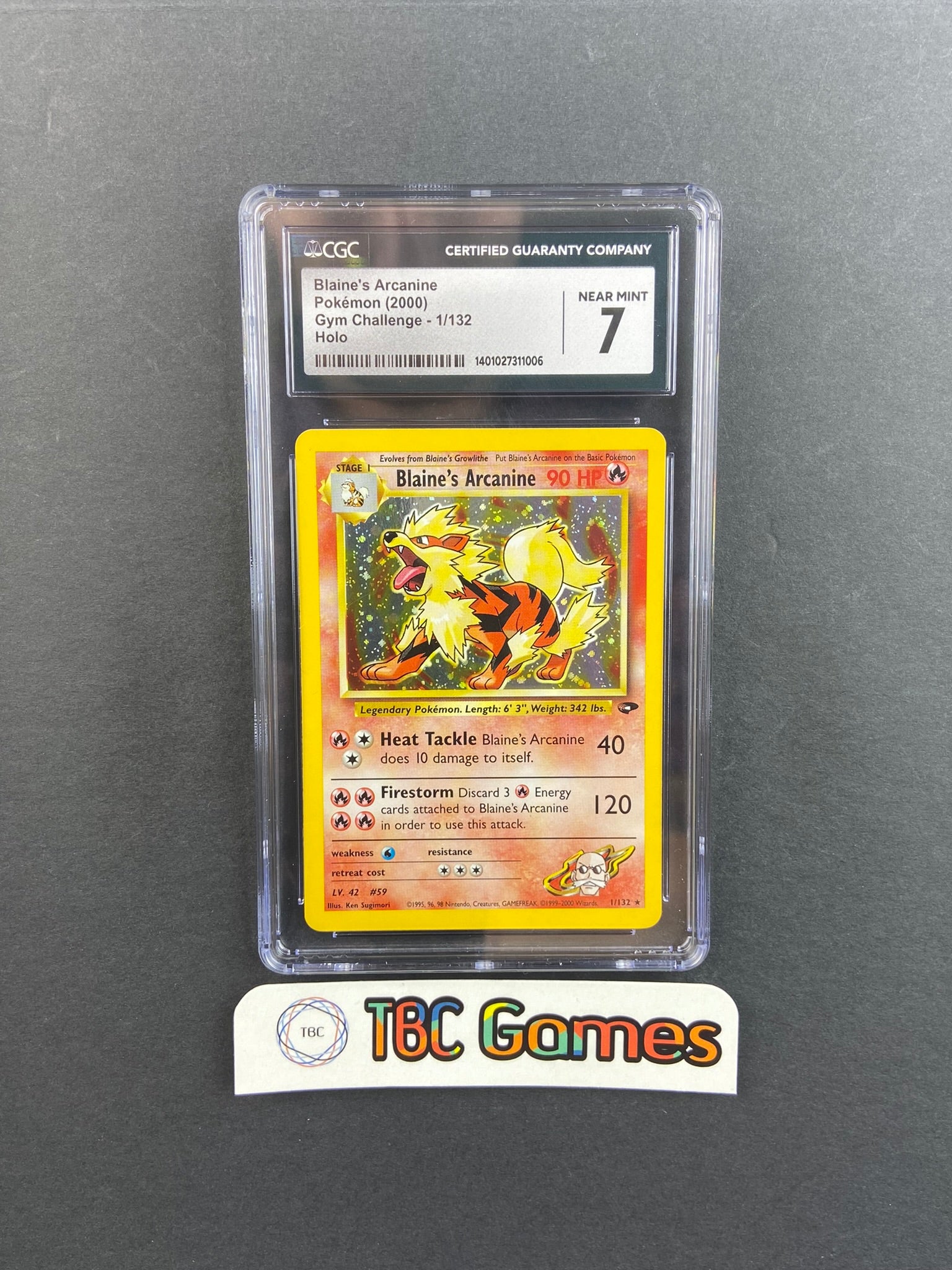 blaine's arcanine pokemon card value Blaine's Arcanine Gym Challenge Unlimited Holo 1/132 CGC 7 – TBC Games