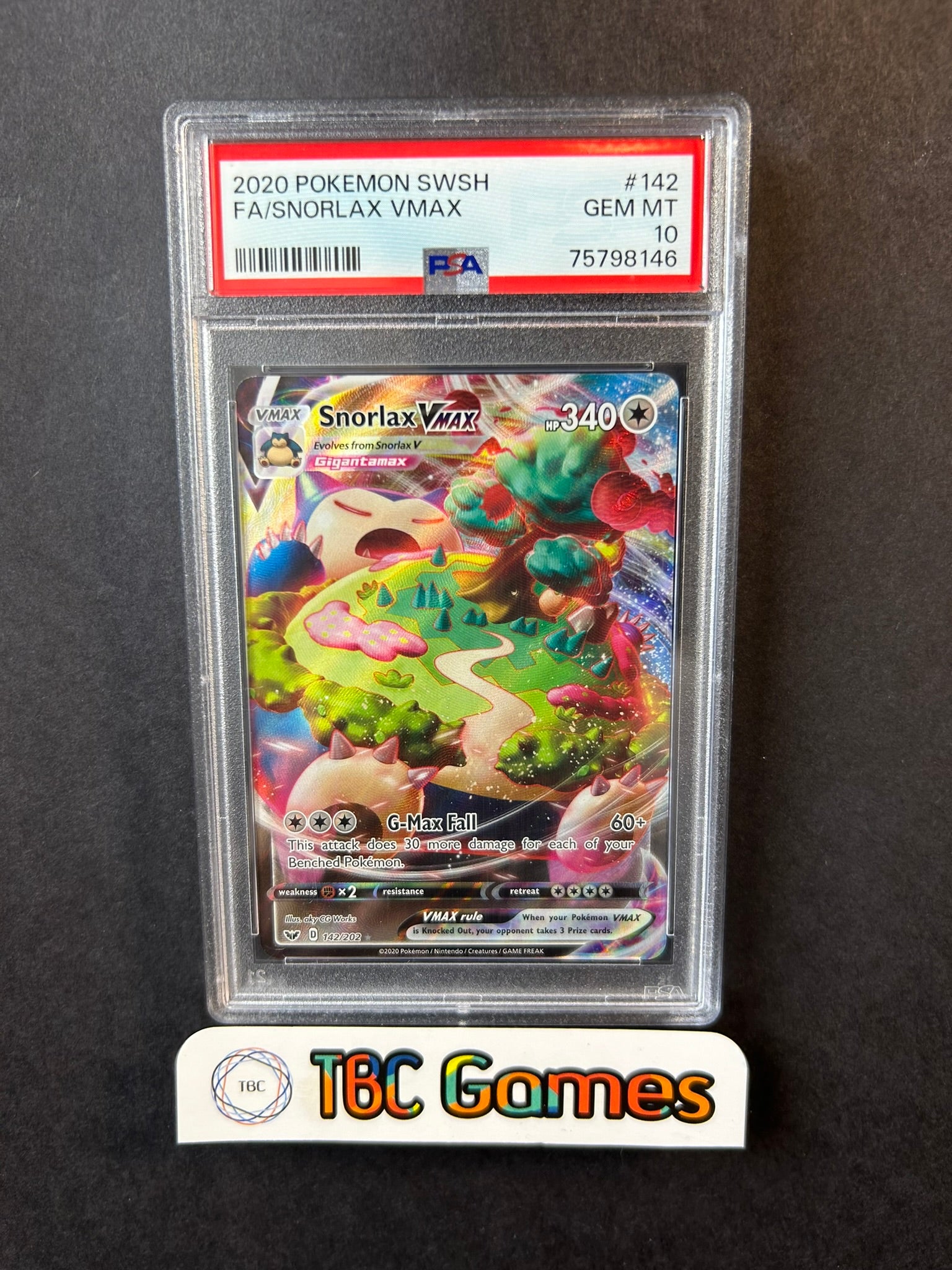 Snorlax VMAX Sword & Shield Base 142/202 PSA 10 – TBC Games