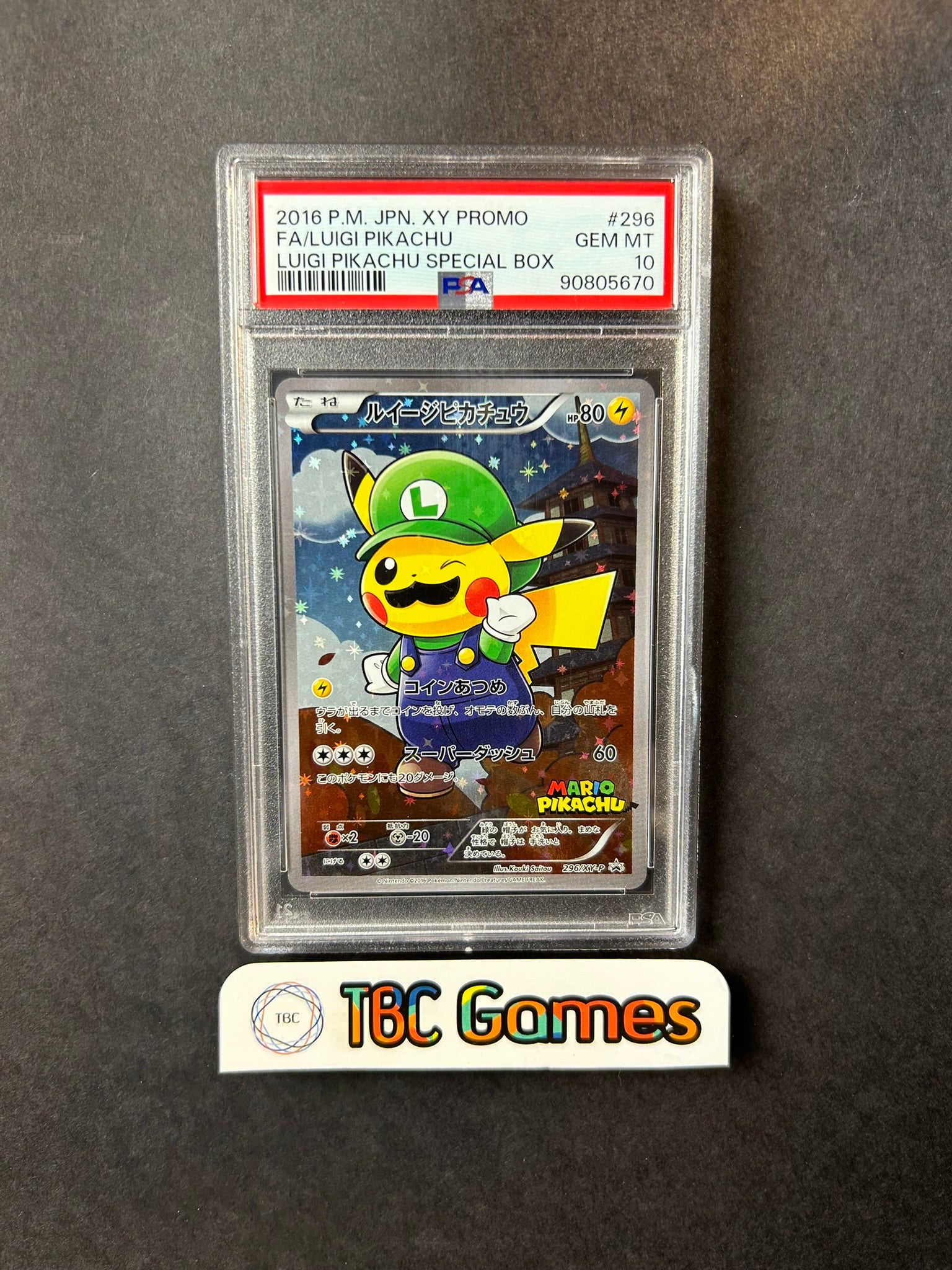 luigi pikachu pokemon card Luigi Pikachu Special Box 296/XY-P Japanese PSA 10
