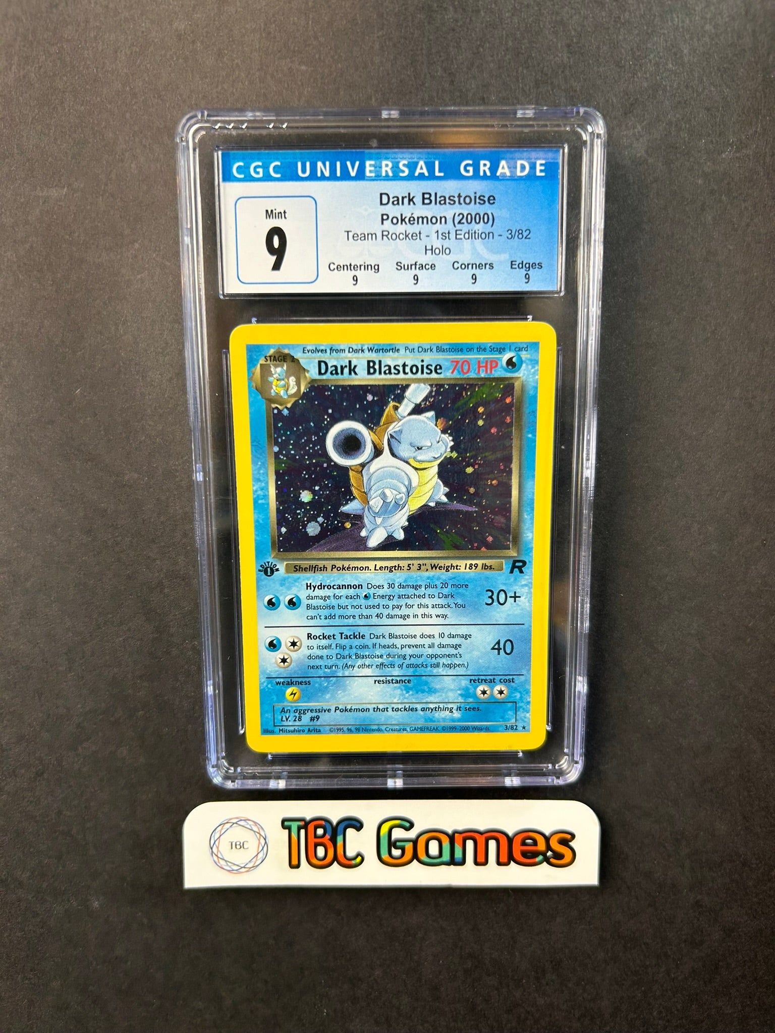Dark Blastoise Team Rocket 1st Edition Holo 3/82 Blue CGC 9 TBC Games Dark Blastoise Team Rocket 1st Edition Holo 3/82 Blue CGC 9 TBC Games