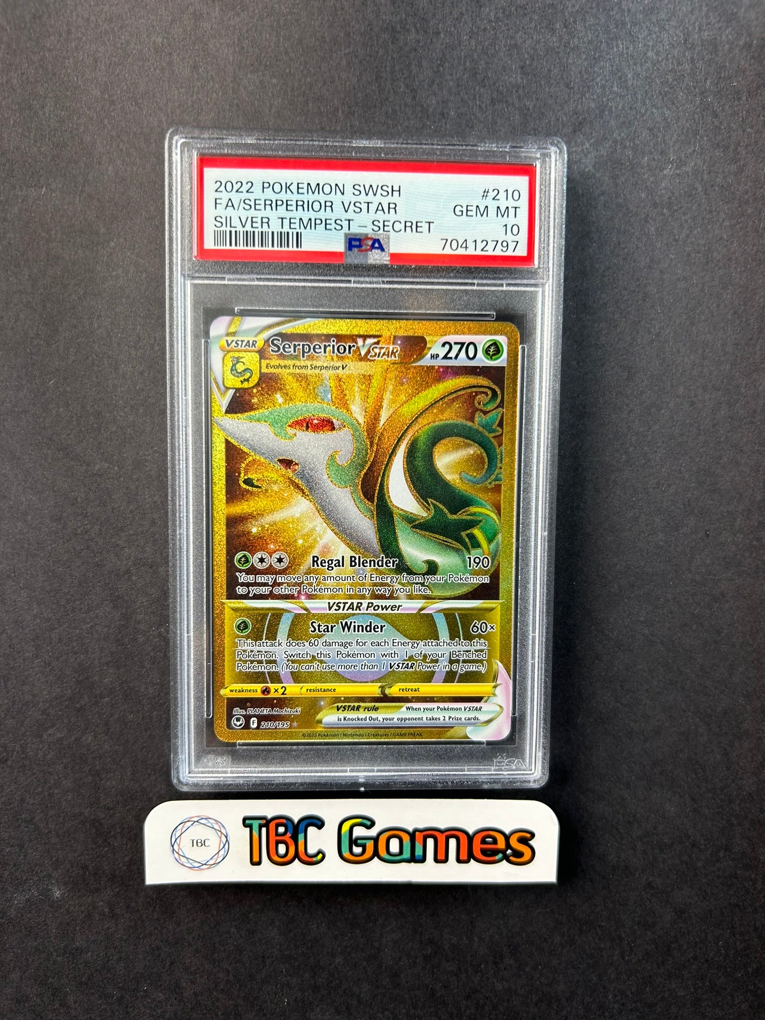 Serperior VSTAR Silver Tempest Gold 210/195 PSA 10 TBC Games Serperior VSTAR Silver Tempest Gold 210/195 PSA 10 TBC Games