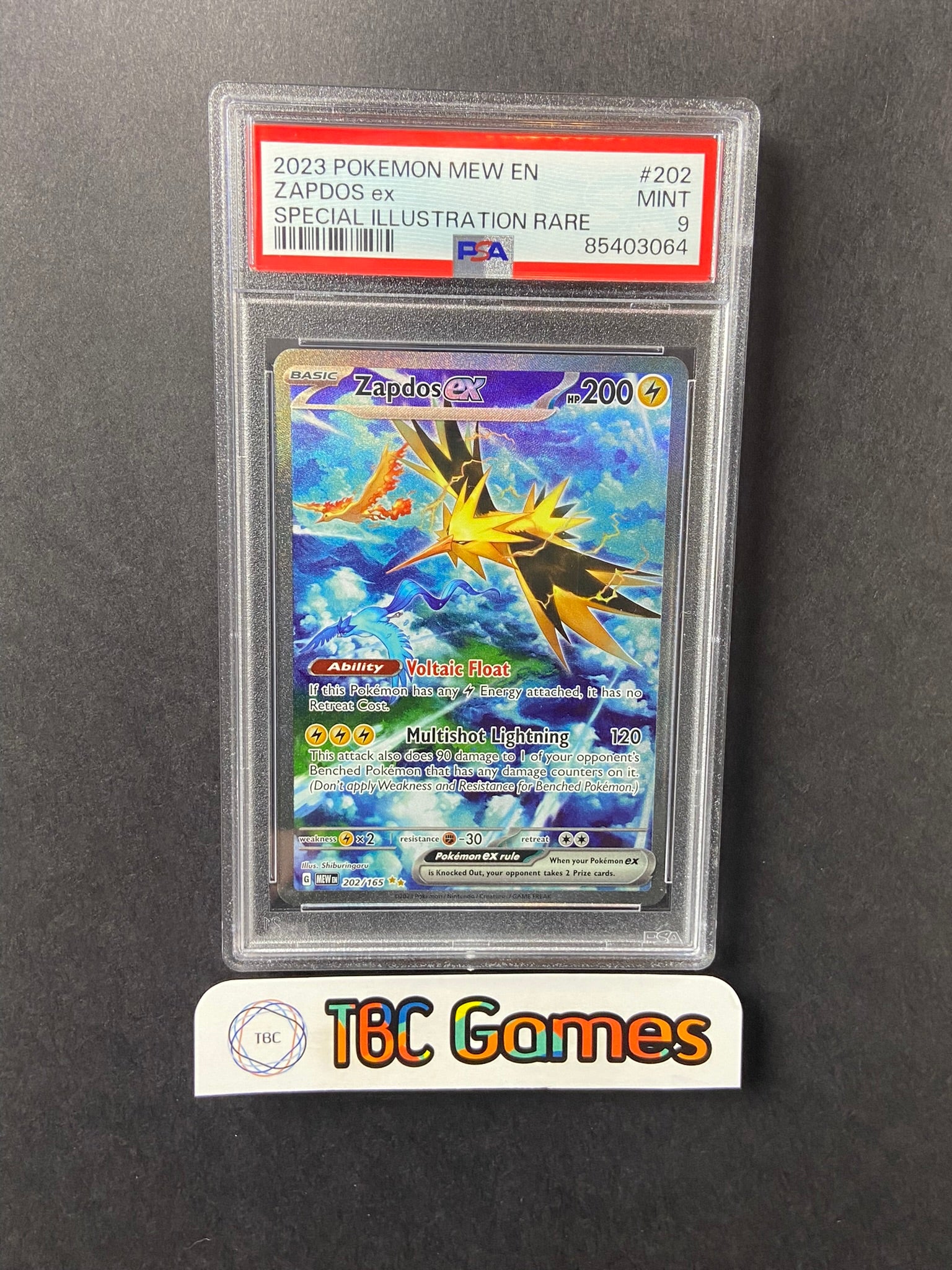 Zapdos ex Pokemon 151 202/165 PSA 9 TBC Games Zapdos ex Pokemon 151 202/165 PSA 9 TBC Games