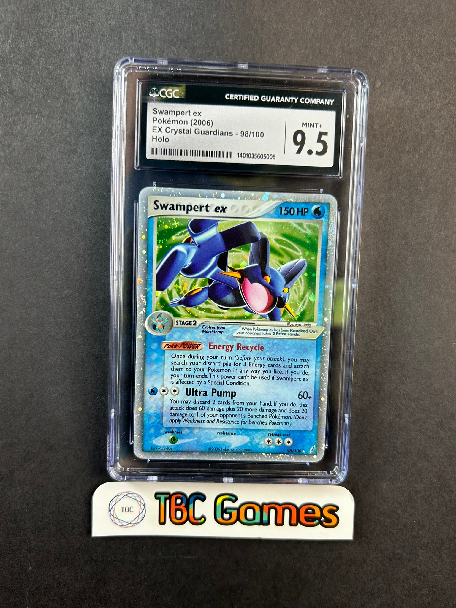 Swampert ex Crystal Guardians 98/100 CGC 9.5 TBC Games Swampert ex Crystal Guardians 98/100 CGC 9.5 TBC Games