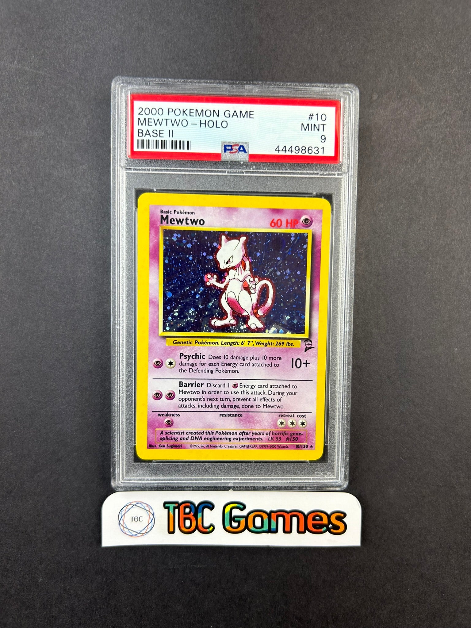 Mewtwo Base Set 2 Holo 10/130 PSA 9 TBC Games Mewtwo Base Set 2 Holo 10/130 PSA 9 TBC Games