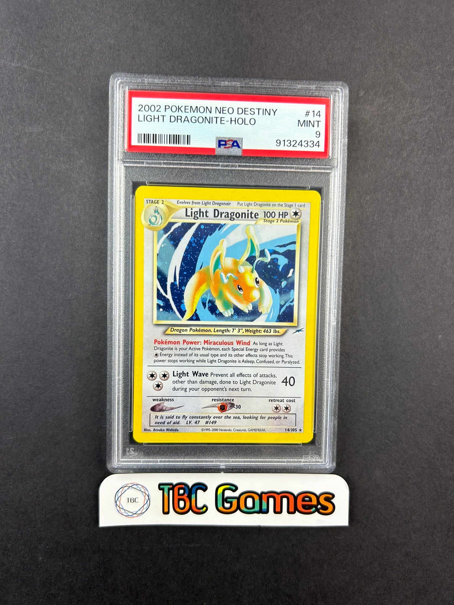 light dragonite pokemon card Light Dragonite Neo Destiny Unlimited Holo 14/105 PSA 9 – TBC Games