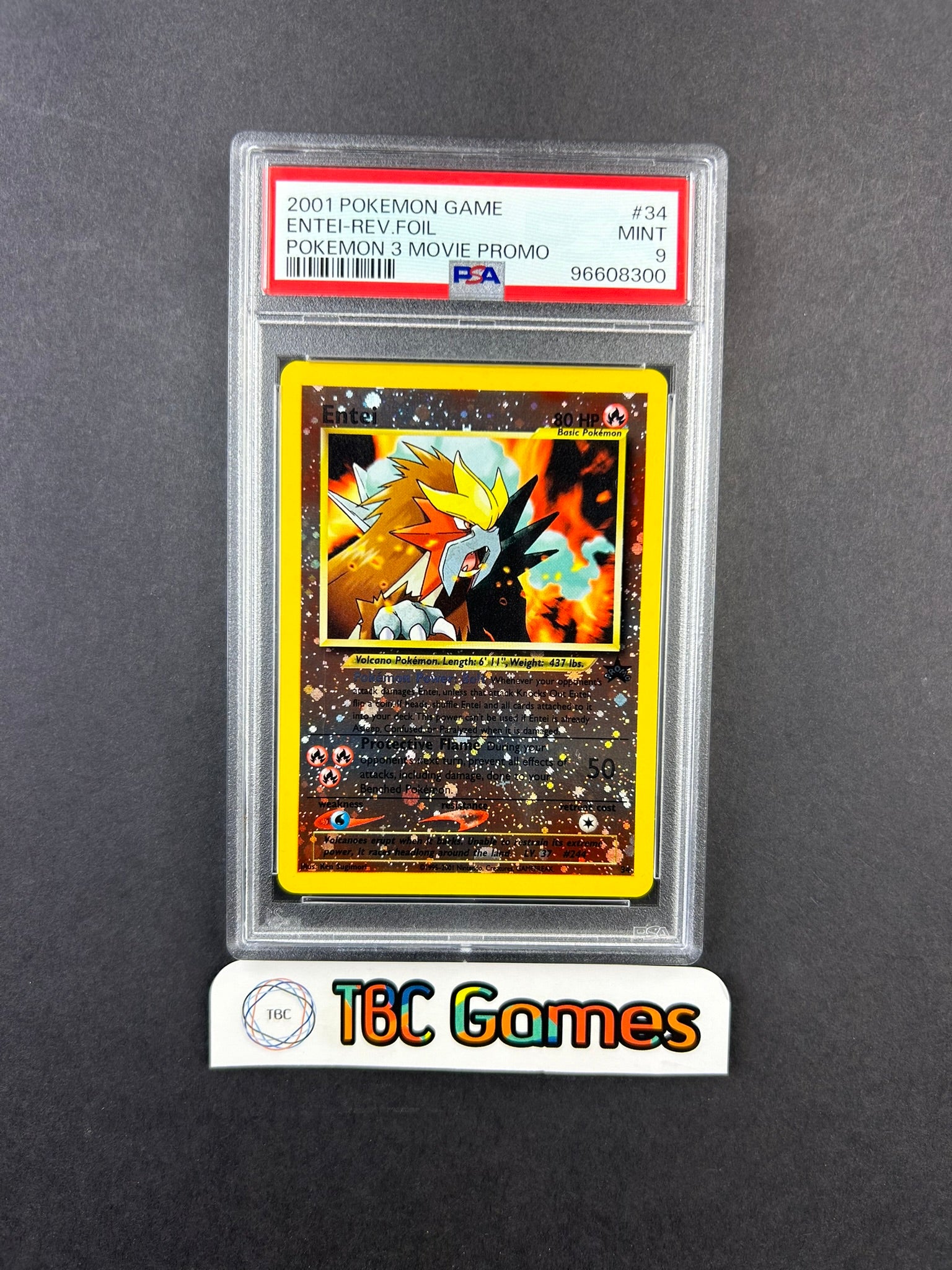Entei Reverse Holo Pokemon 3 Movie Promo #34 PSA 9