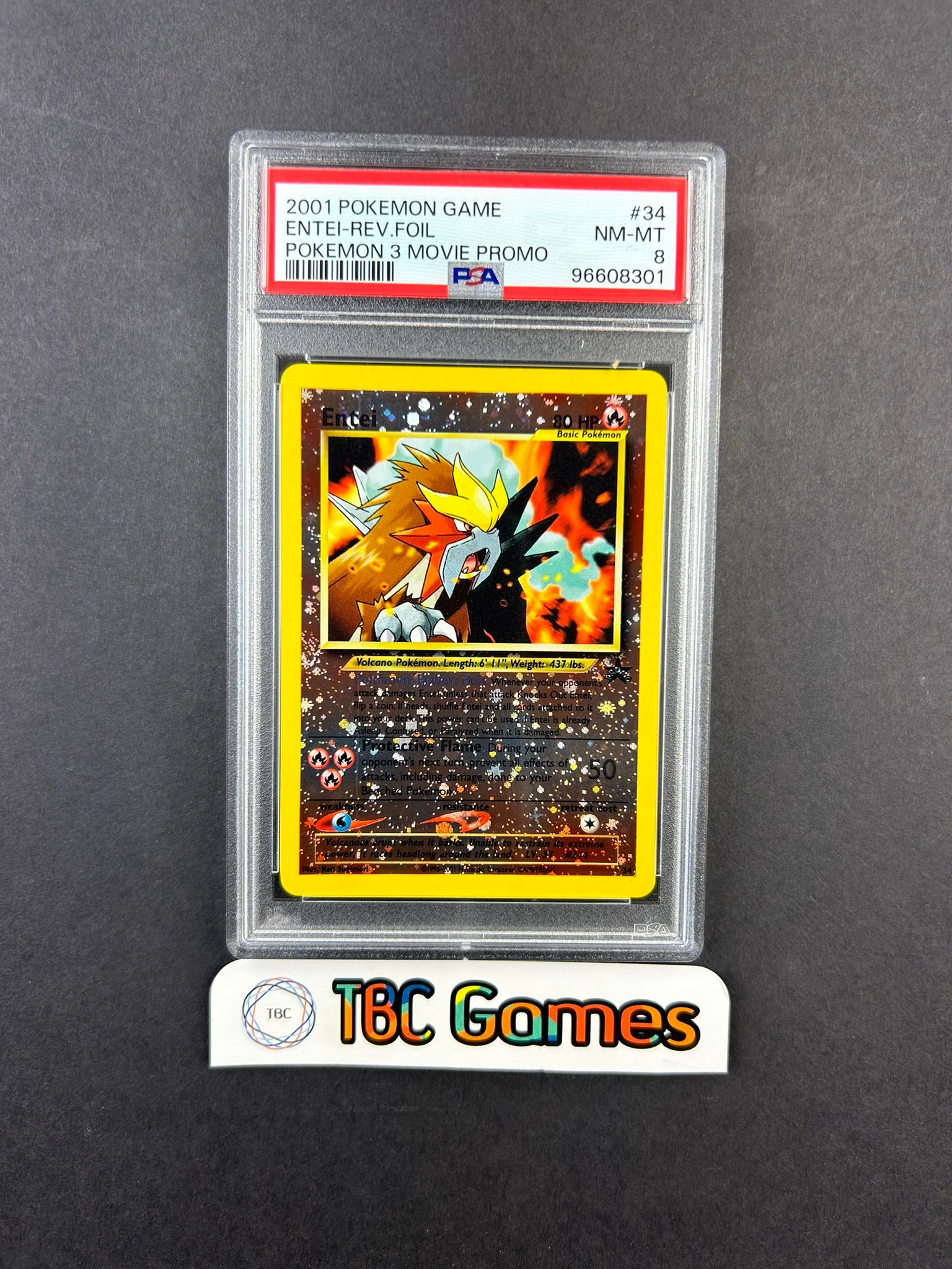 Entei Reverse Holo Pokemon 3 Movie Promo #34 2 SWIRLS PSA 8 Entei Reverse Holo Pokemon 3 Movie Promo #34 2 SWIRLS PSA 8