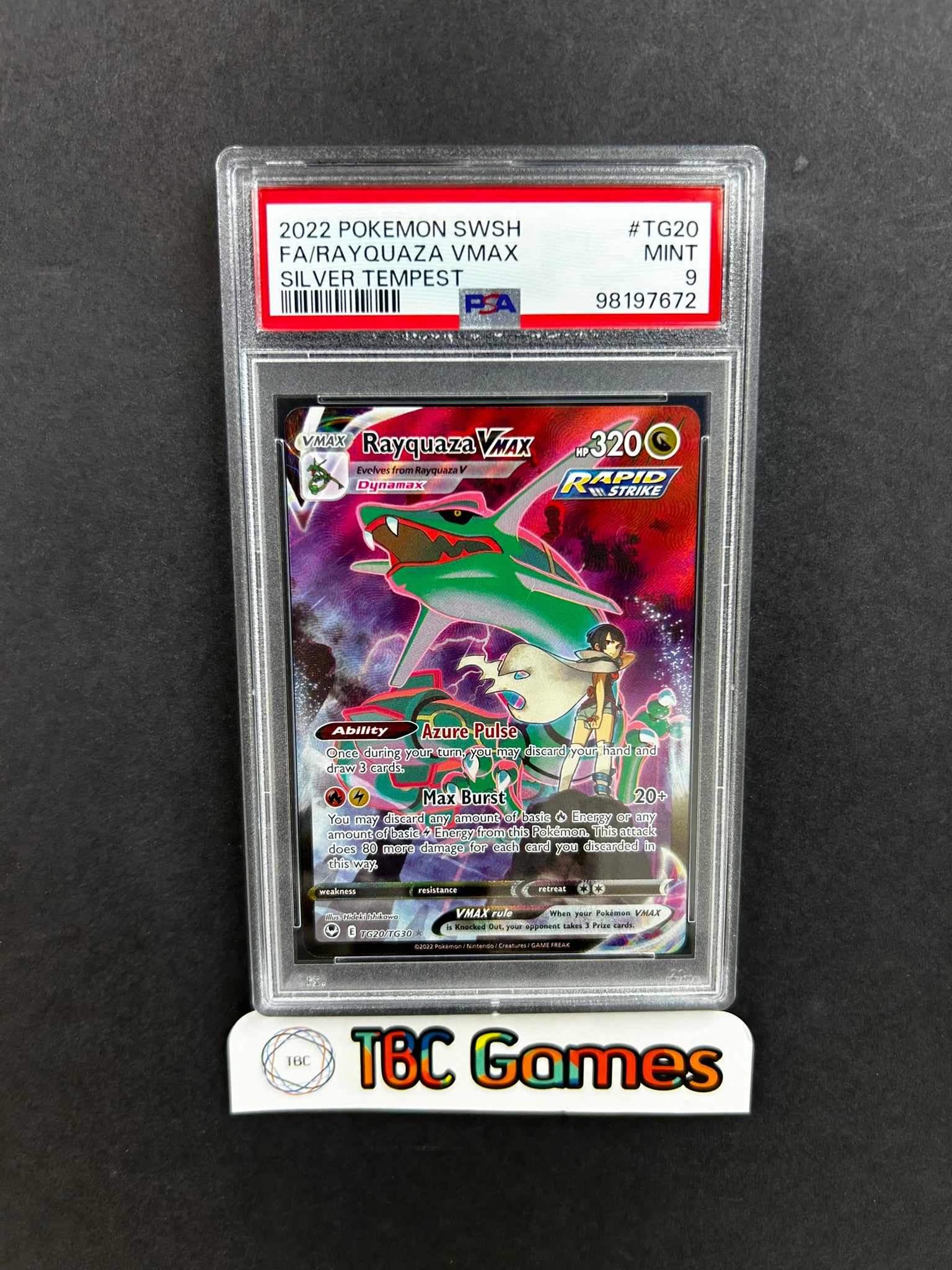 vmax rayquaza pokemon card Rayquaza VMAX Silver Tempest TG20/TG30 PSA 9 – TBC Games