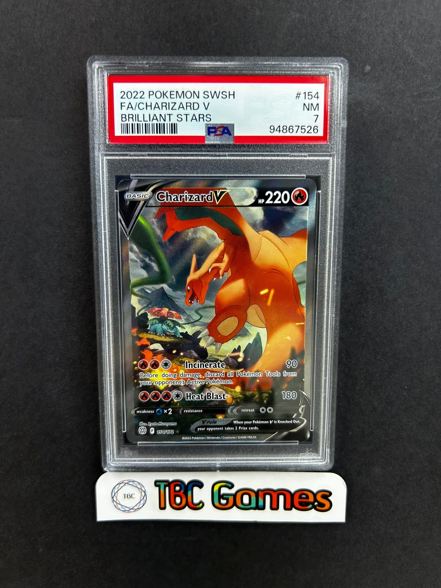 Charizard V Brilliant Stars Alt Art 154 PSA 7 TBC Games Charizard V Brilliant Stars Alt Art 154 PSA 7 TBC Games