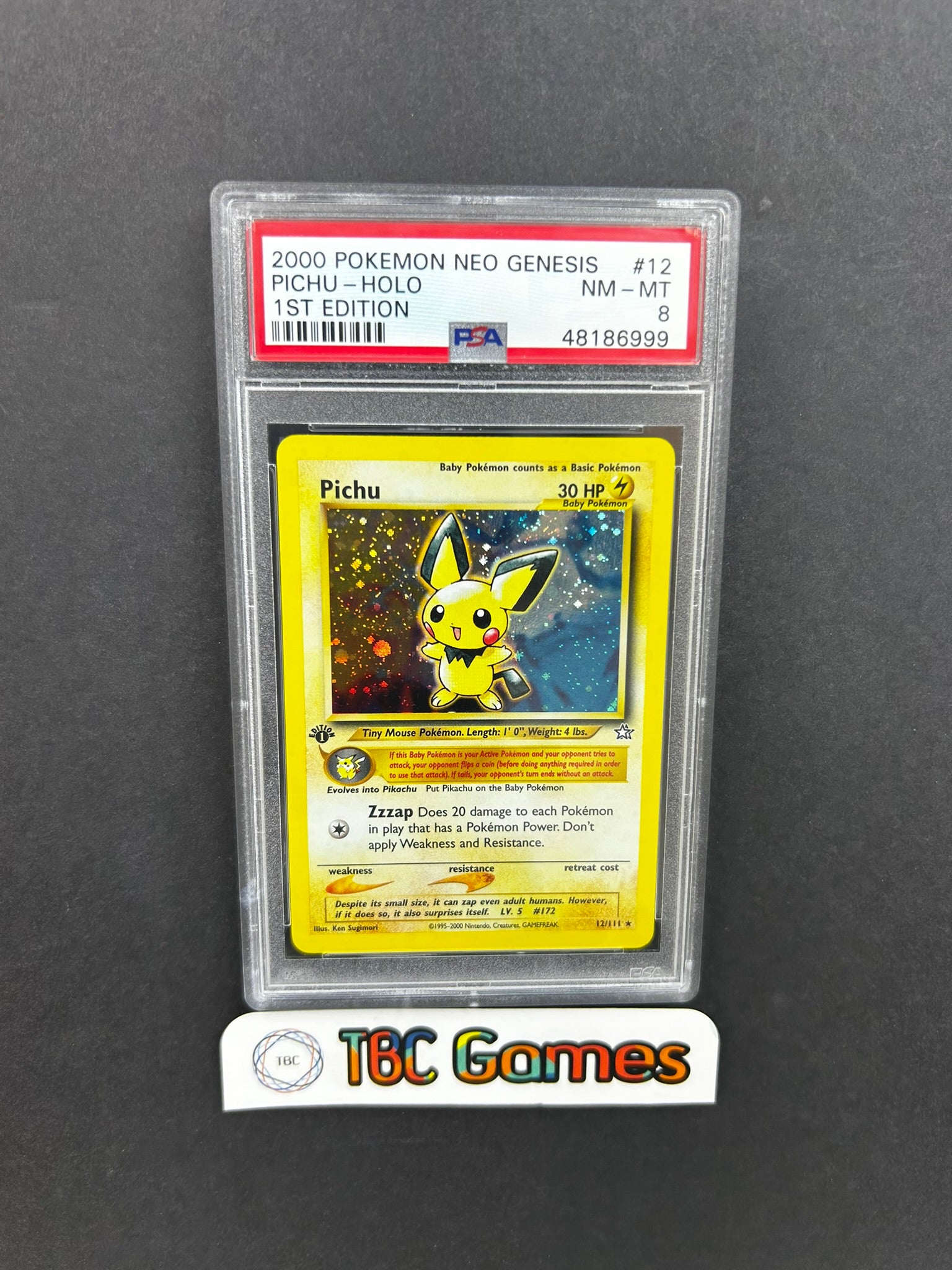 PSA 8 Pichu Neo good Genesis Holo 1st Ed