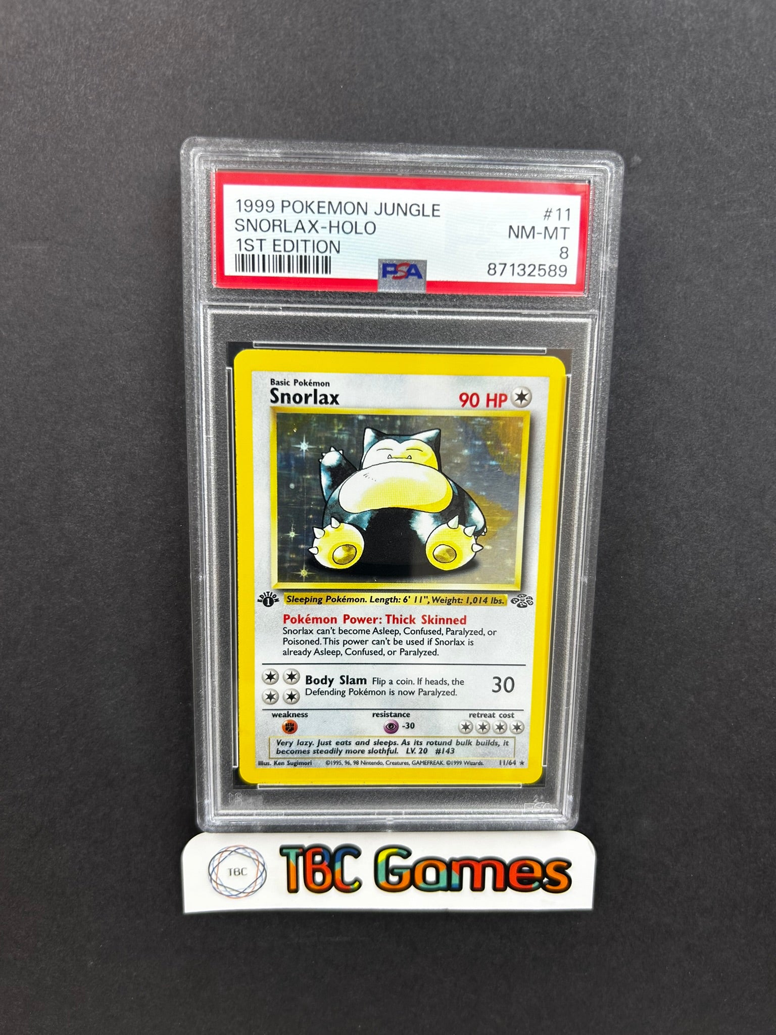 Snorlax Jungle 1st Edition Holo 11/64 PSA 8 TBC Games Snorlax Jungle 1st Edition Holo 11/64 PSA 8 TBC Games