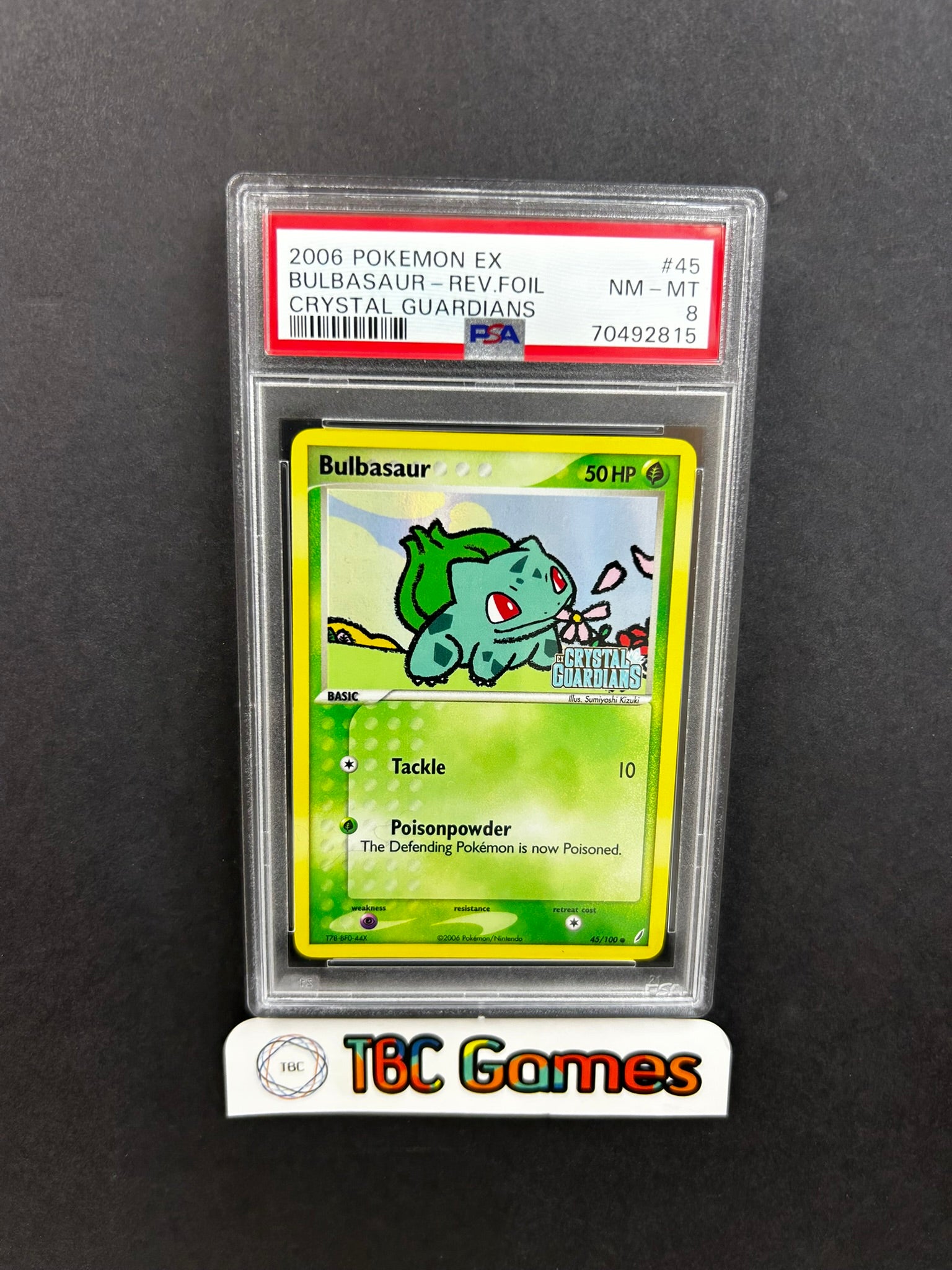 holographic bulbasaur card Bulbasaur Crystal Guardians Reverse Holo 45/100 PSA 8 – TBC Games
