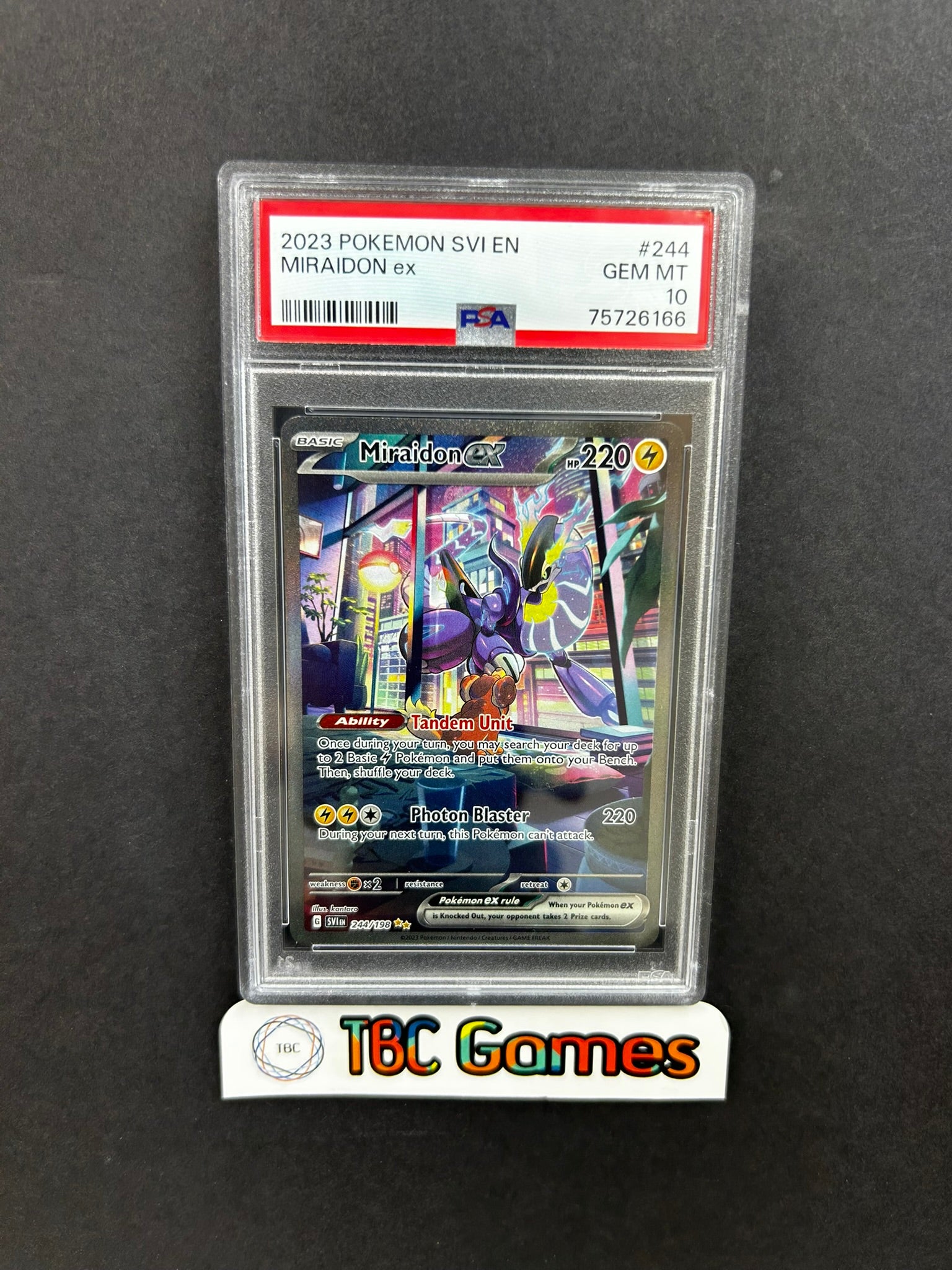 Miraidon ex Scarlet Violet Base 244/198 PSA 10 TBC Games Miraidon ex Scarlet Violet Base 244/198 PSA 10 TBC Games