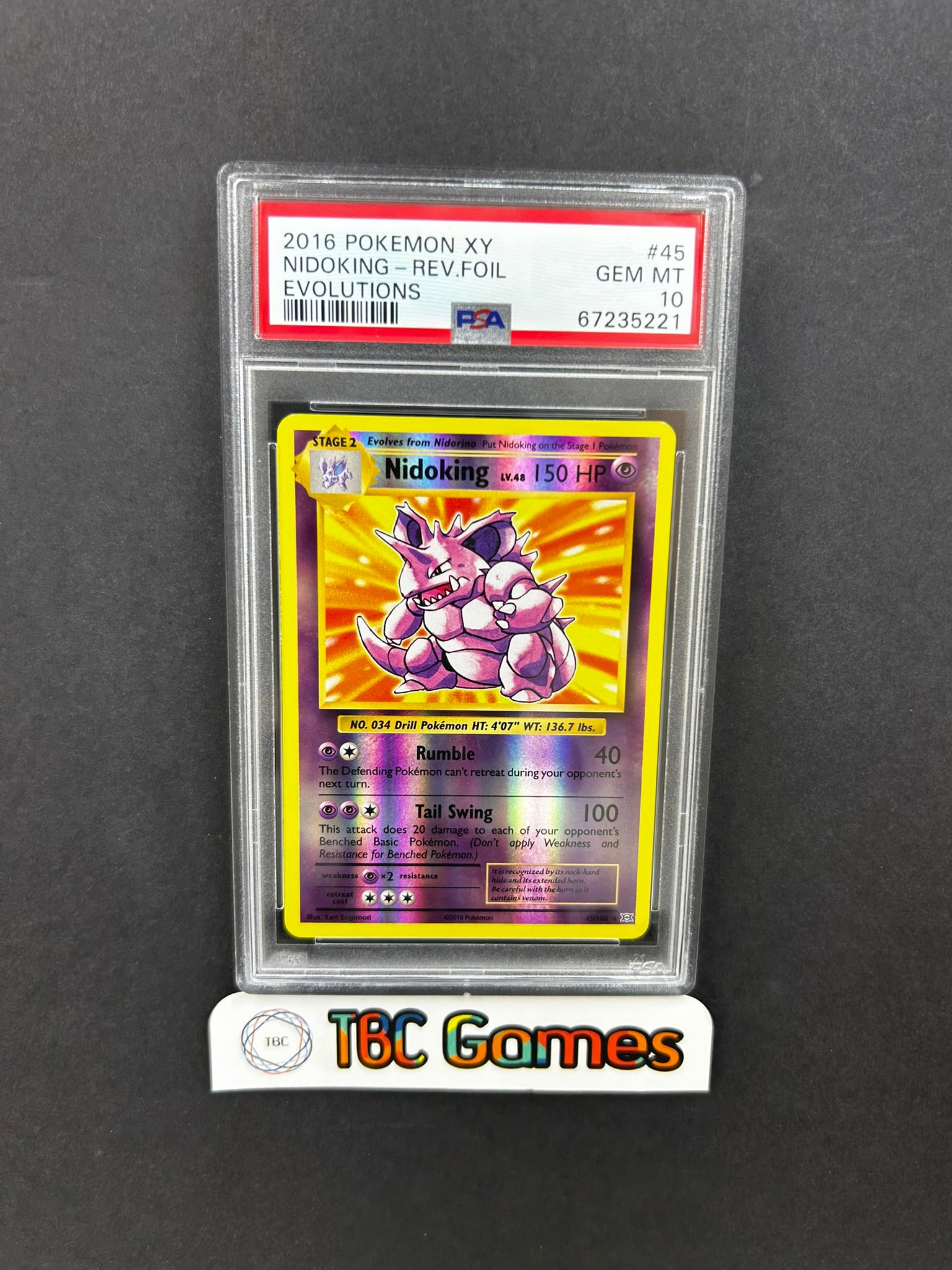 Nidoking Evolutions Reverse Holo 45/108 PSA 10 TBC Games Nidoking Evolutions Reverse Holo 45/108 PSA 10 TBC Games