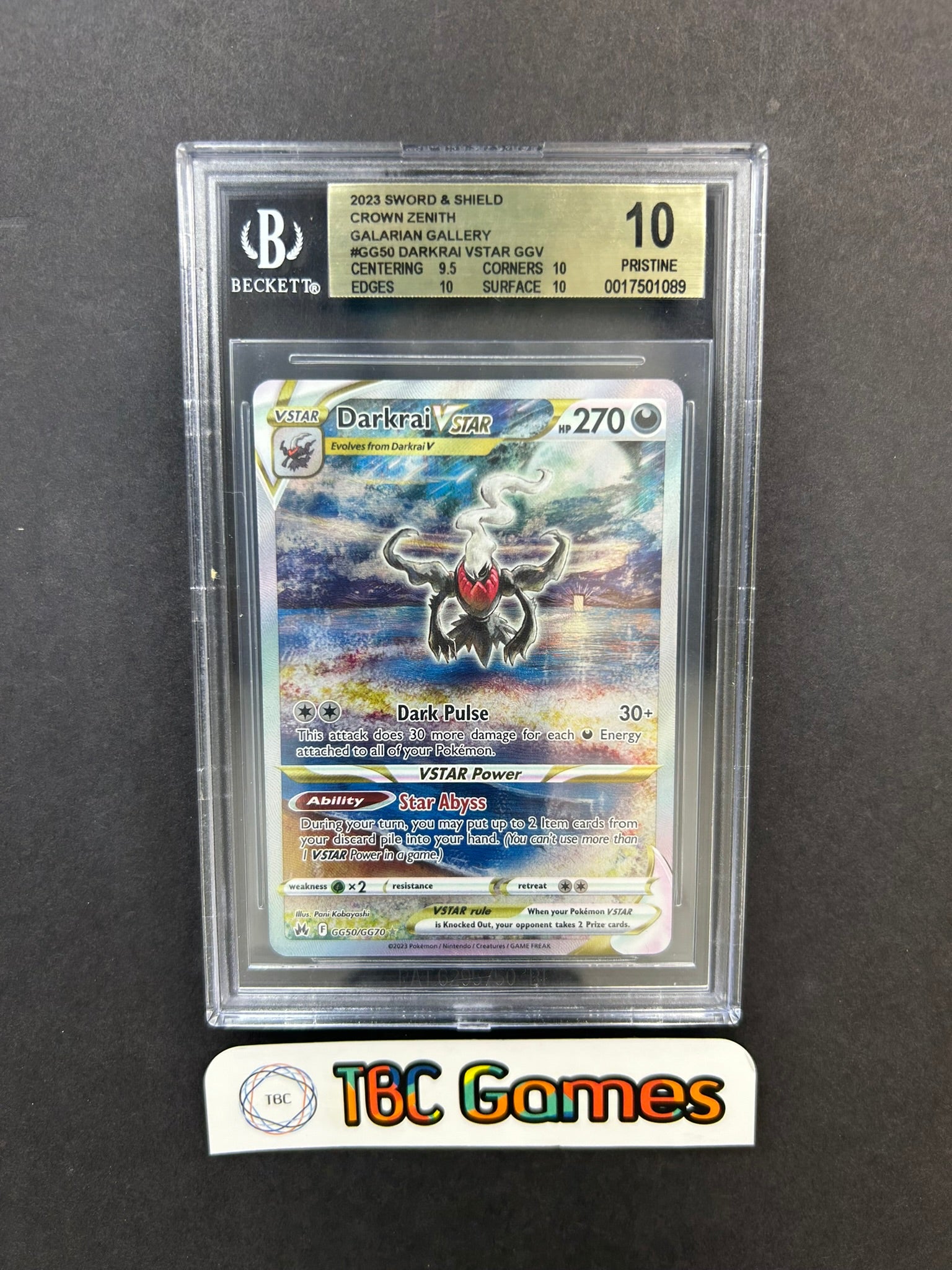 Darkrai VSTAR Crown Zenith GG50/GG70 BGS 10 TBC Games Darkrai VSTAR Crown Zenith GG50/GG70 BGS 10 TBC Games