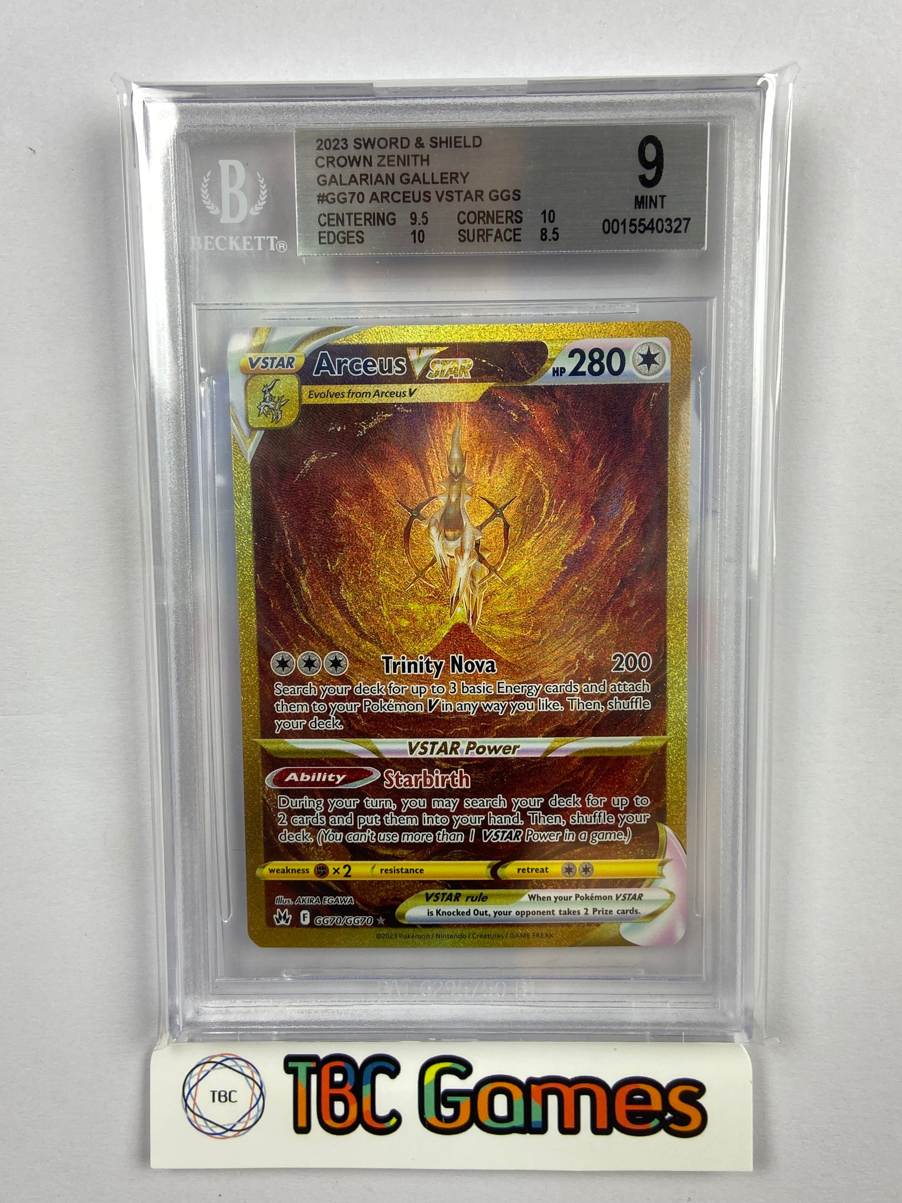 Arceus VSTAR Crown Zenith Gold GG70/GG70 BGS 9 TBC Games Arceus VSTAR Crown Zenith Gold GG70/GG70 BGS 9 TBC Games