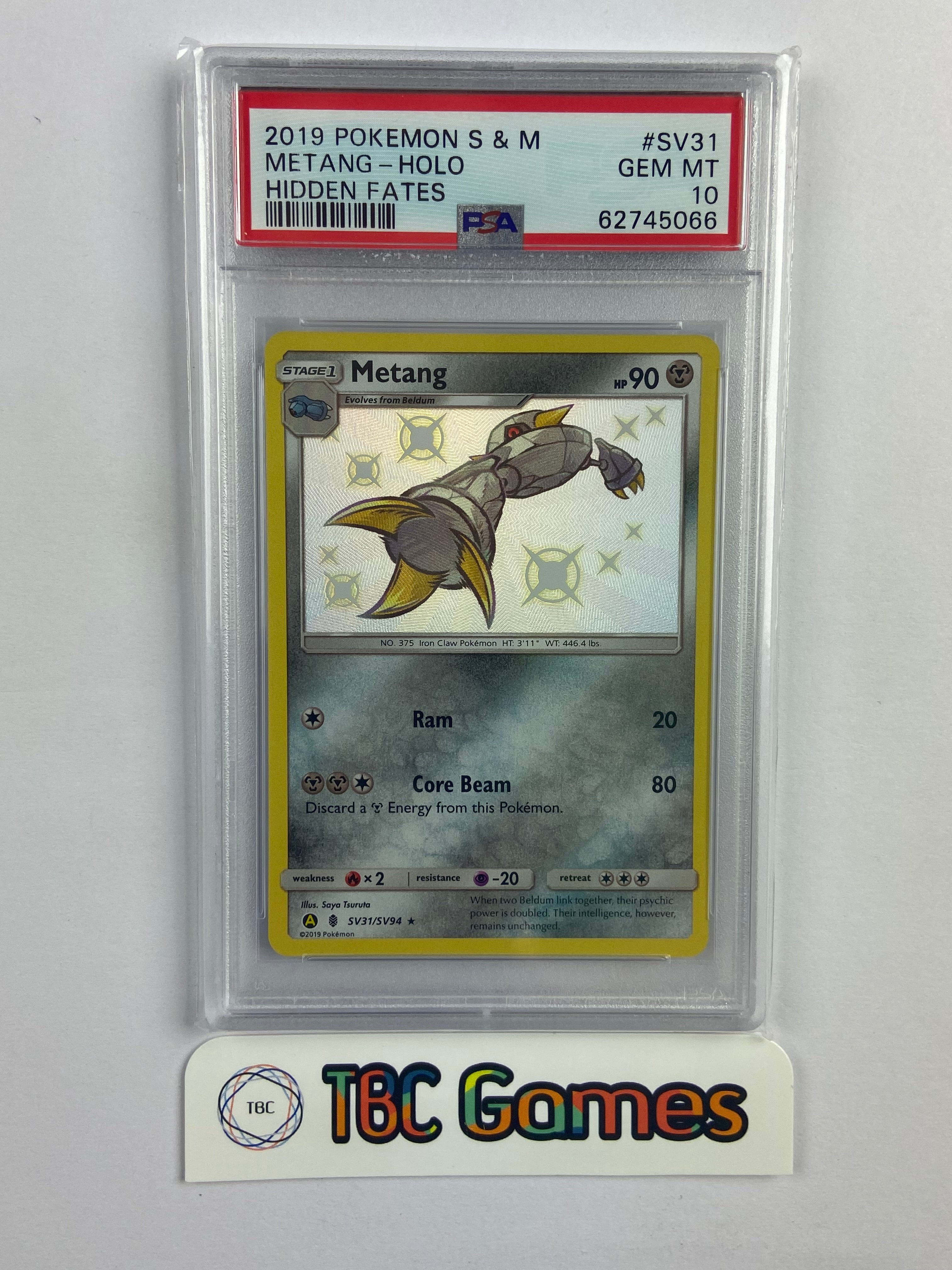 Metang Hidden Fates Shiny SV31/SV94 PSA 10 TBC Games Metang Hidden Fates Shiny SV31/SV94 PSA 10 TBC Games