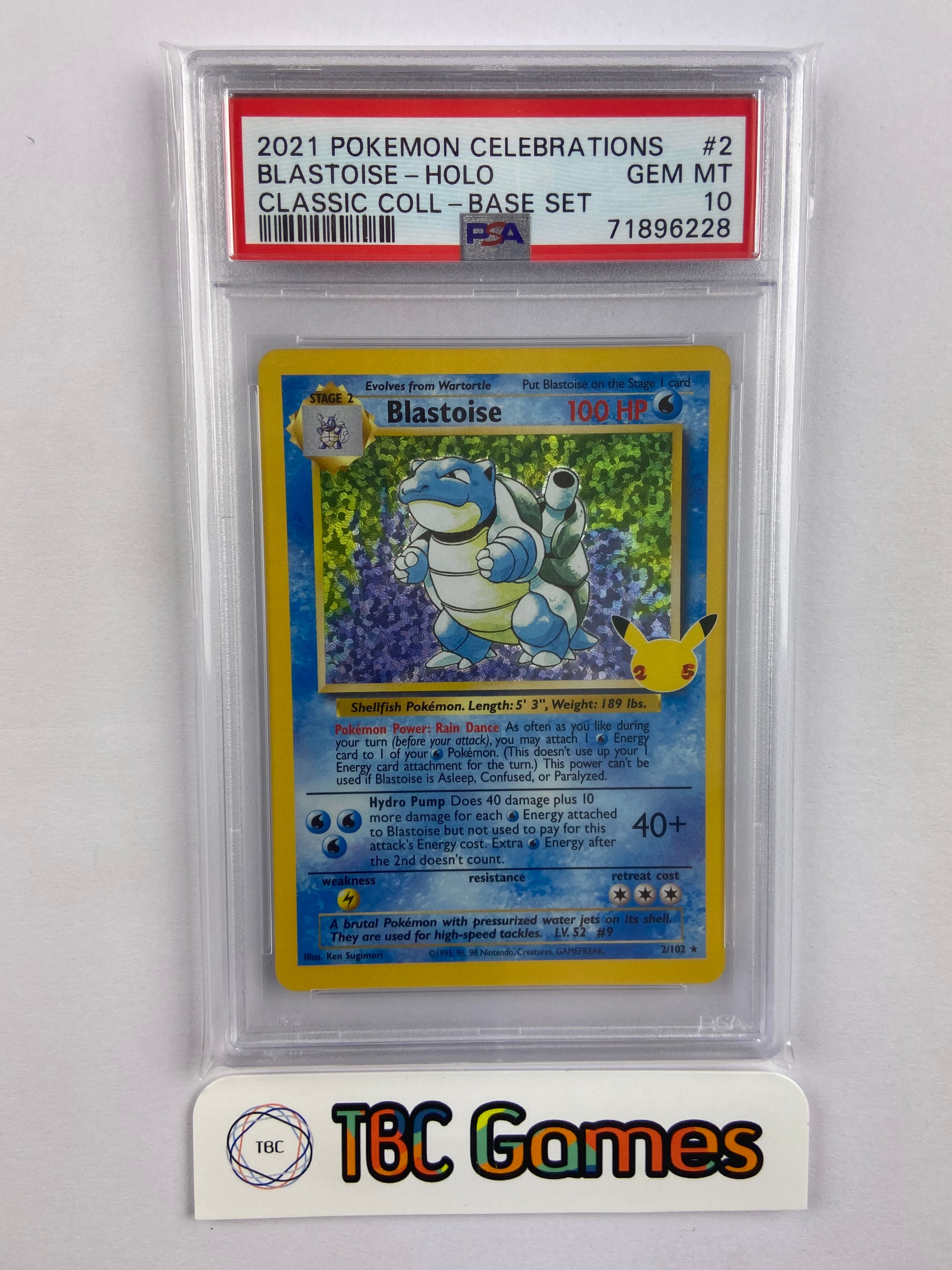 Blastoise Celebrations Classic Collection 25th 2/102 PSA 10 TBC Games Blastoise Celebrations Classic Collection 25th 2/102 PSA 10 TBC Games