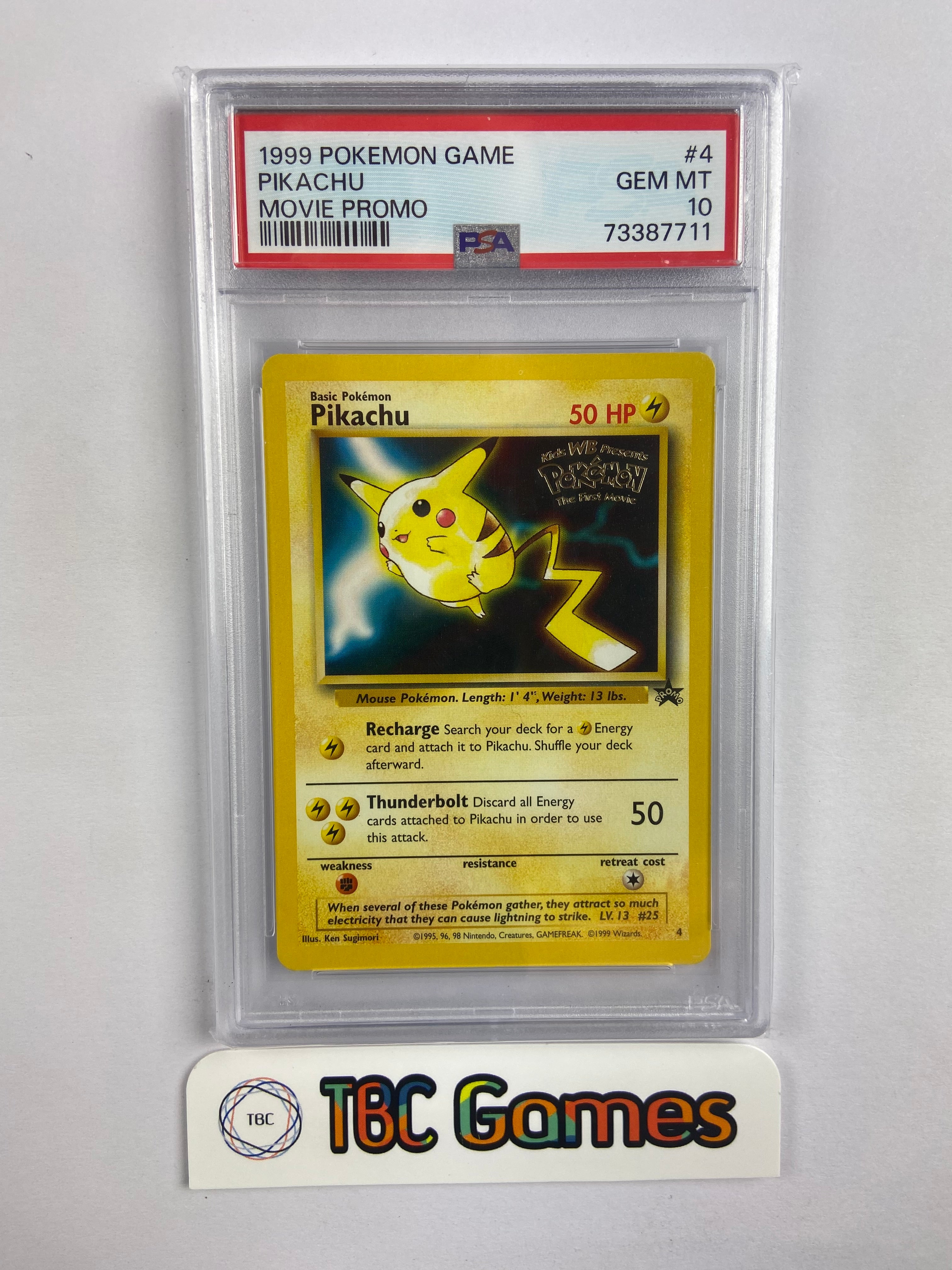 pikachu pokemon the first movie card Pikachu Movie Promo Kids WB #4 PSA 10 – TBC Games
