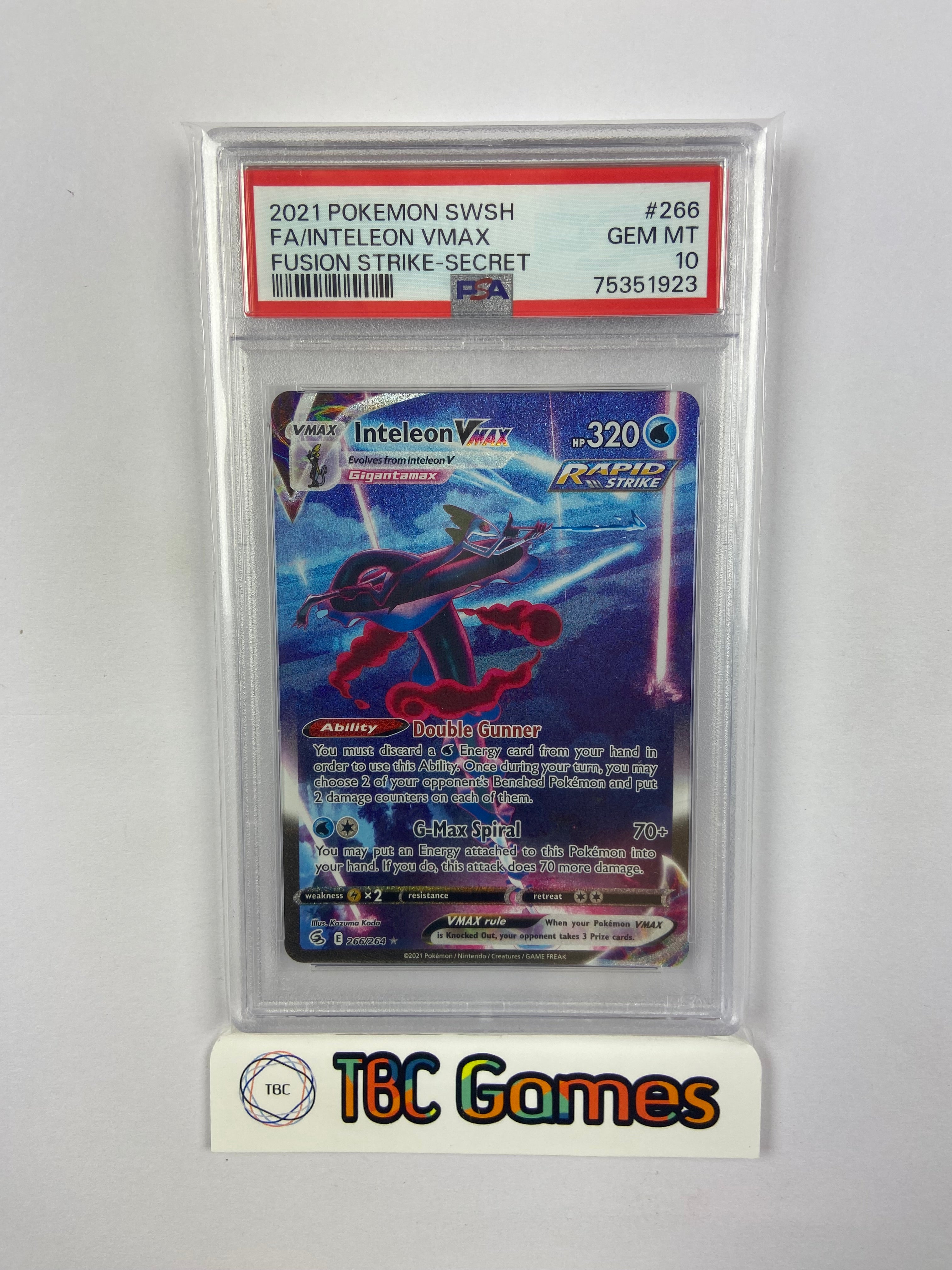 Inteleon VMAX Fusion Strike Alt Art 266/264 PSA 10 TBC Games Inteleon VMAX Fusion Strike Alt Art 266/264 PSA 10 TBC Games