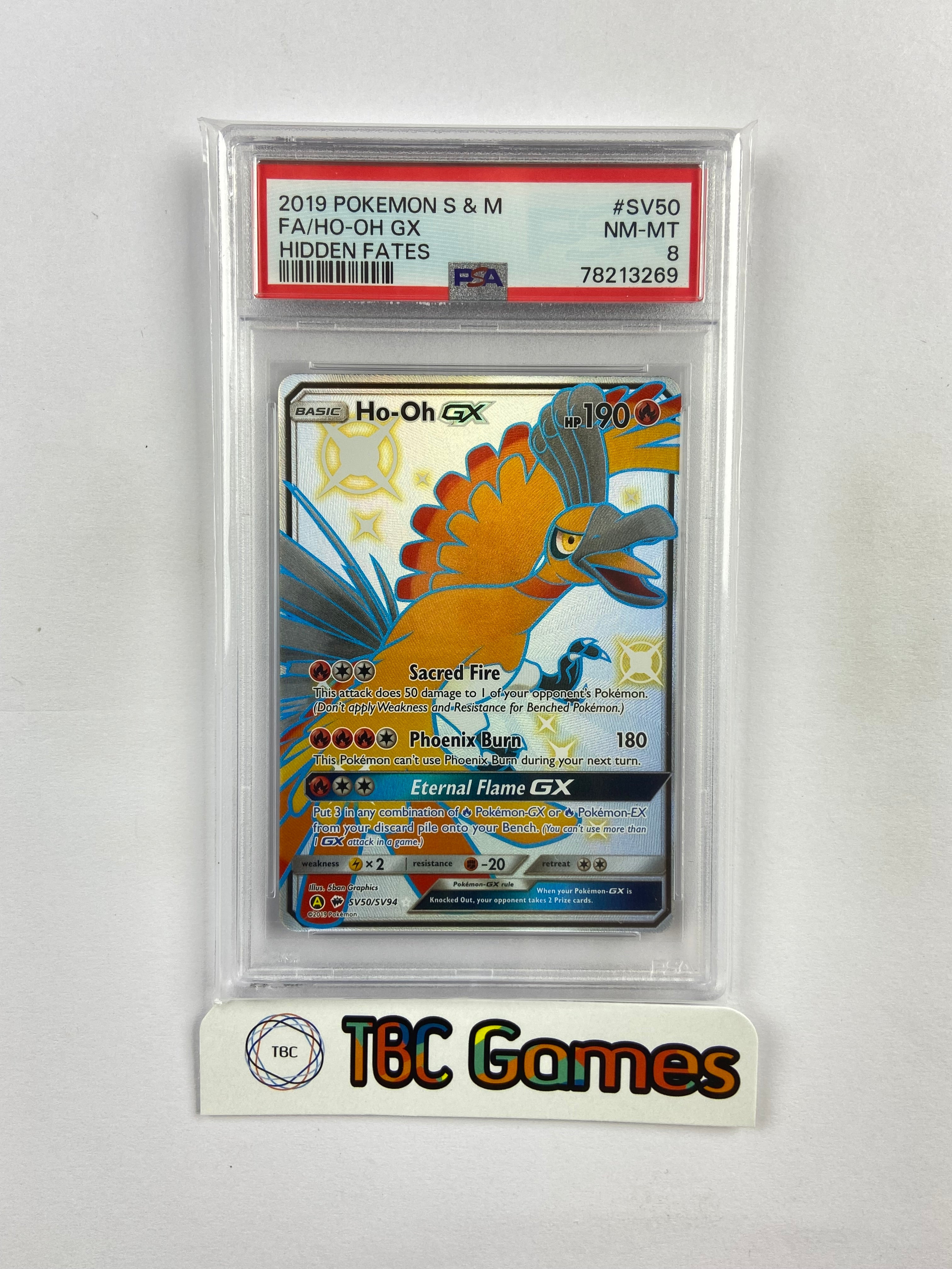 Ho-oh GX Hidden Fates SV50/SV94 PSA 8 TBC Games Ho-oh GX Hidden Fates SV50/SV94 PSA 8 TBC Games