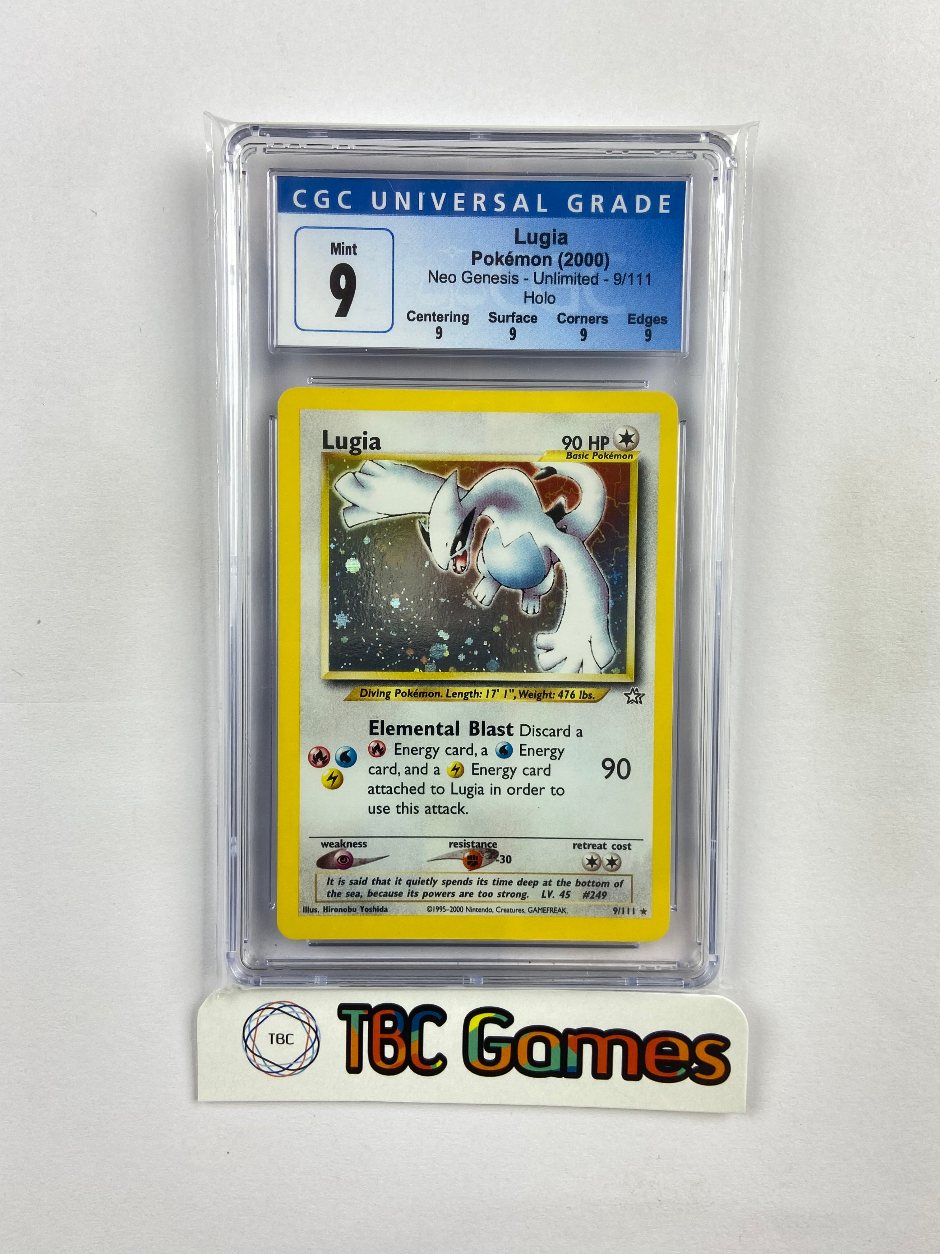 Lugia Neo Genesis Unlimited Holo 9/111 CGC 9 TBC Games Lugia Neo Genesis Unlimited Holo 9/111 CGC 9 TBC Games