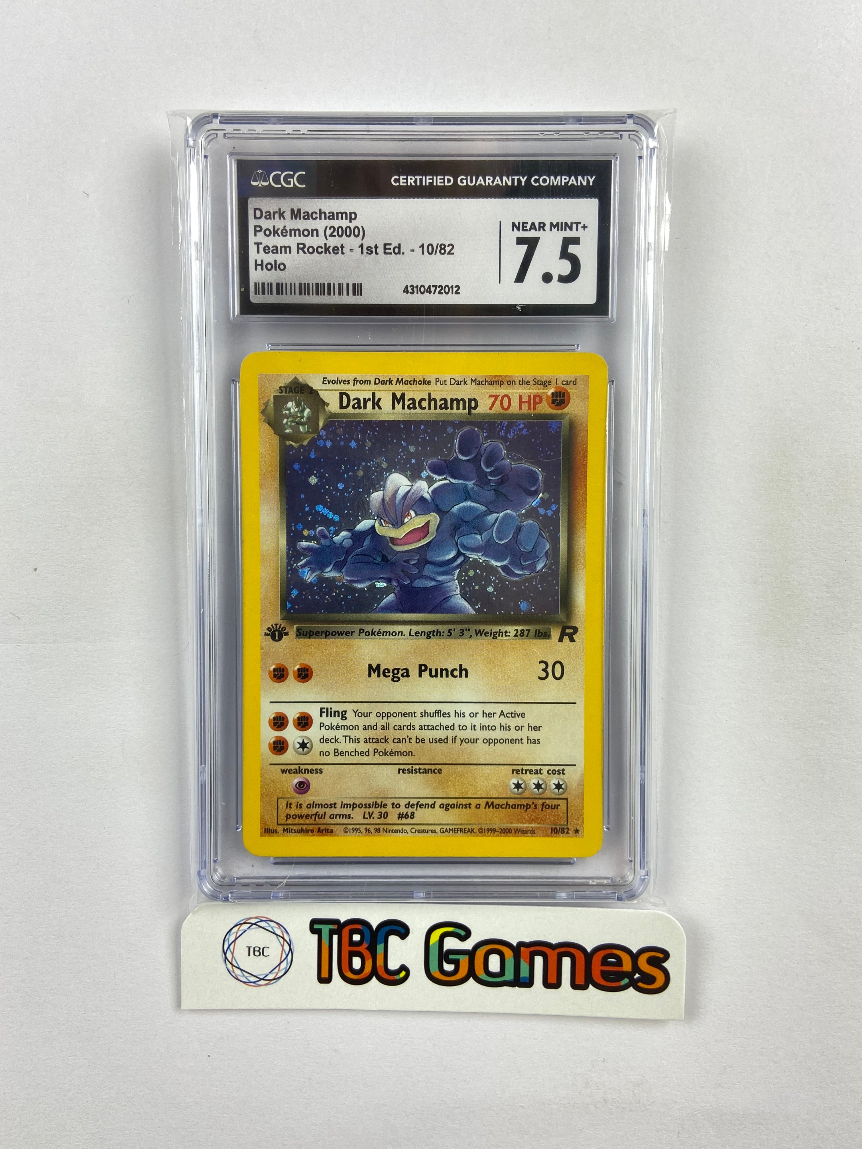 Machamp Team Rocket 1st Edition Holo 10/82 CGC 7.5 TBC Games Machamp Team Rocket 1st Edition Holo 10/82 CGC 7.5 TBC Games