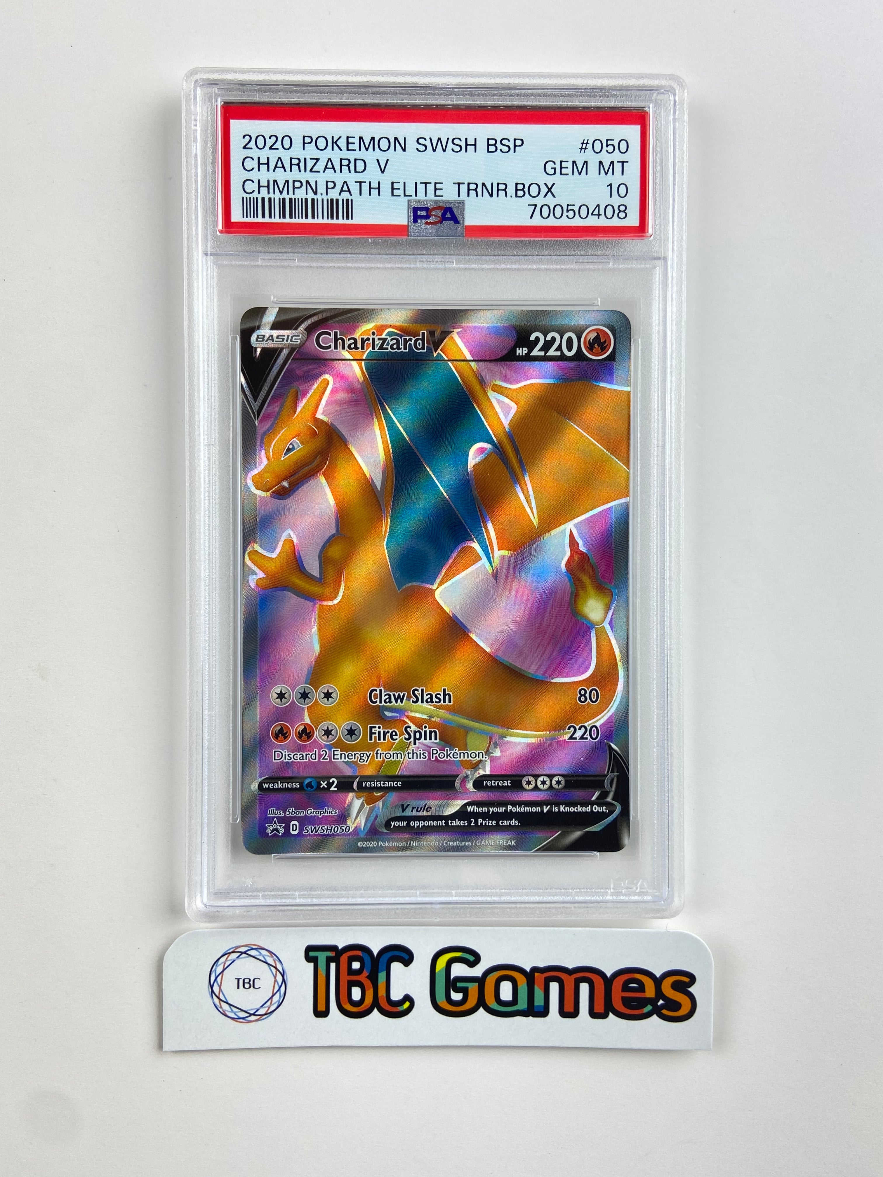 Charizard V Champion's Path SWSH050 ETB Promo PSA 10 TBC Games Charizard V Champion's Path SWSH050 ETB Promo PSA 10 TBC Games