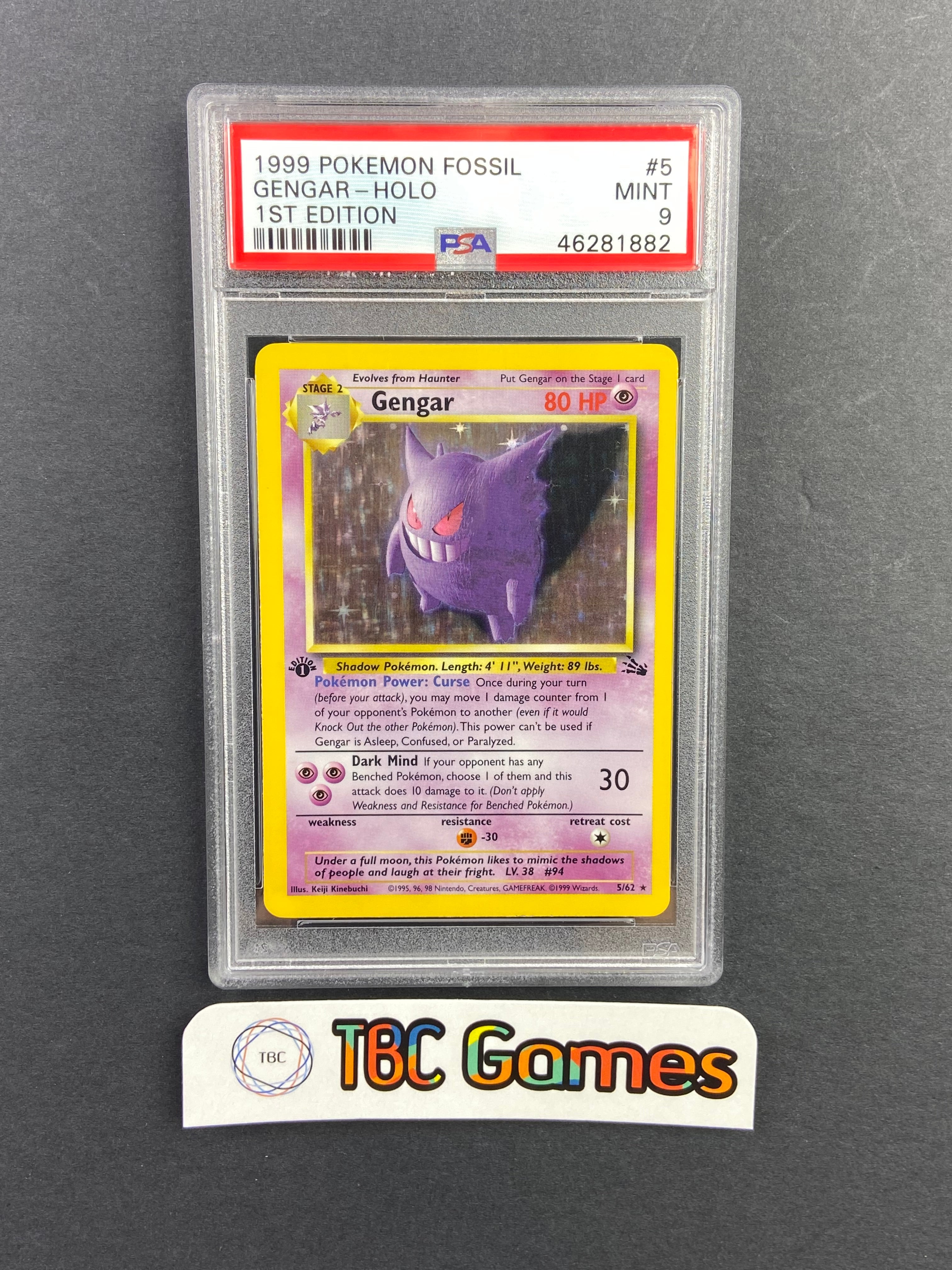 first edition gengar pokemon card Gengar Fossil 1st Edition 5/62 PSA 9 – TBC Games