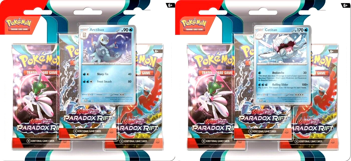 Pokemon TCG: Scarlet & Violet - Paradox Rift 3 Pack Blister Bundle (Arctibax & Cetitan)
