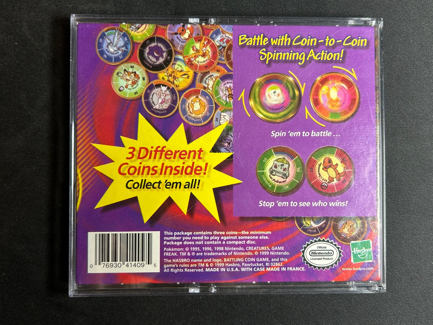 Pokemon Battling Spinning Coin Game Hasbro Mewtwo Arcanine Persian