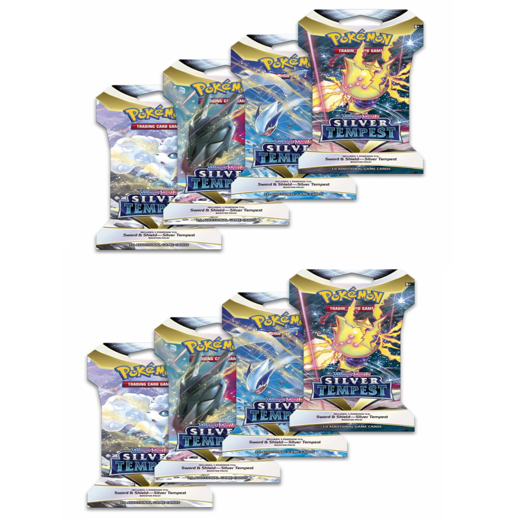 Pokemon TCG: Sword & Shield - Silver Tempest Sleeved Booster Pack Bundle (8)