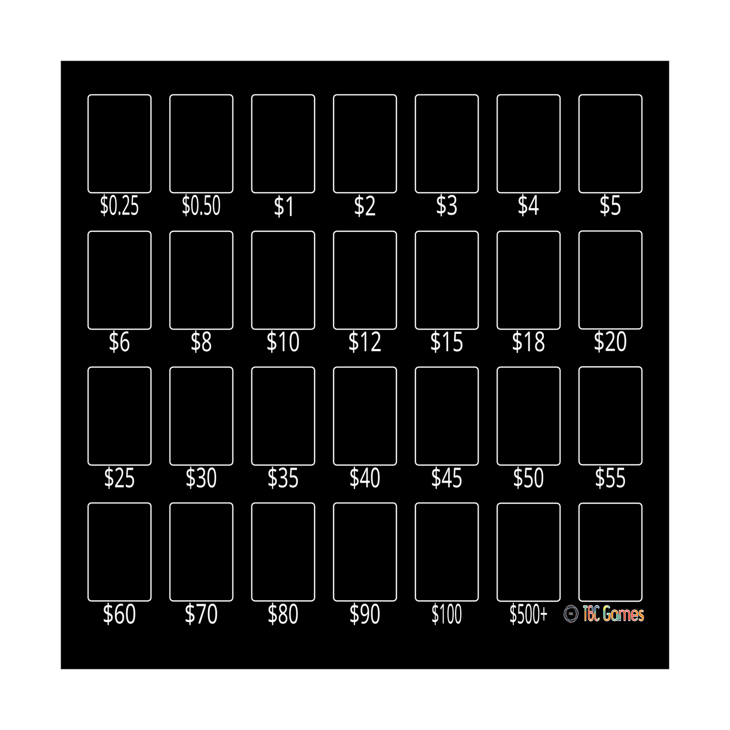 TBC Games Card Buying Playmat with Prices Black Stitched (24x28 in)