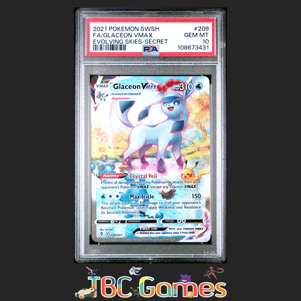 Glaceon VMAX Evolving Skies Alt Art #209 PSA 10 TBC Games Glaceon VMAX Evolving Skies Alt Art #209 PSA 10 TBC Games