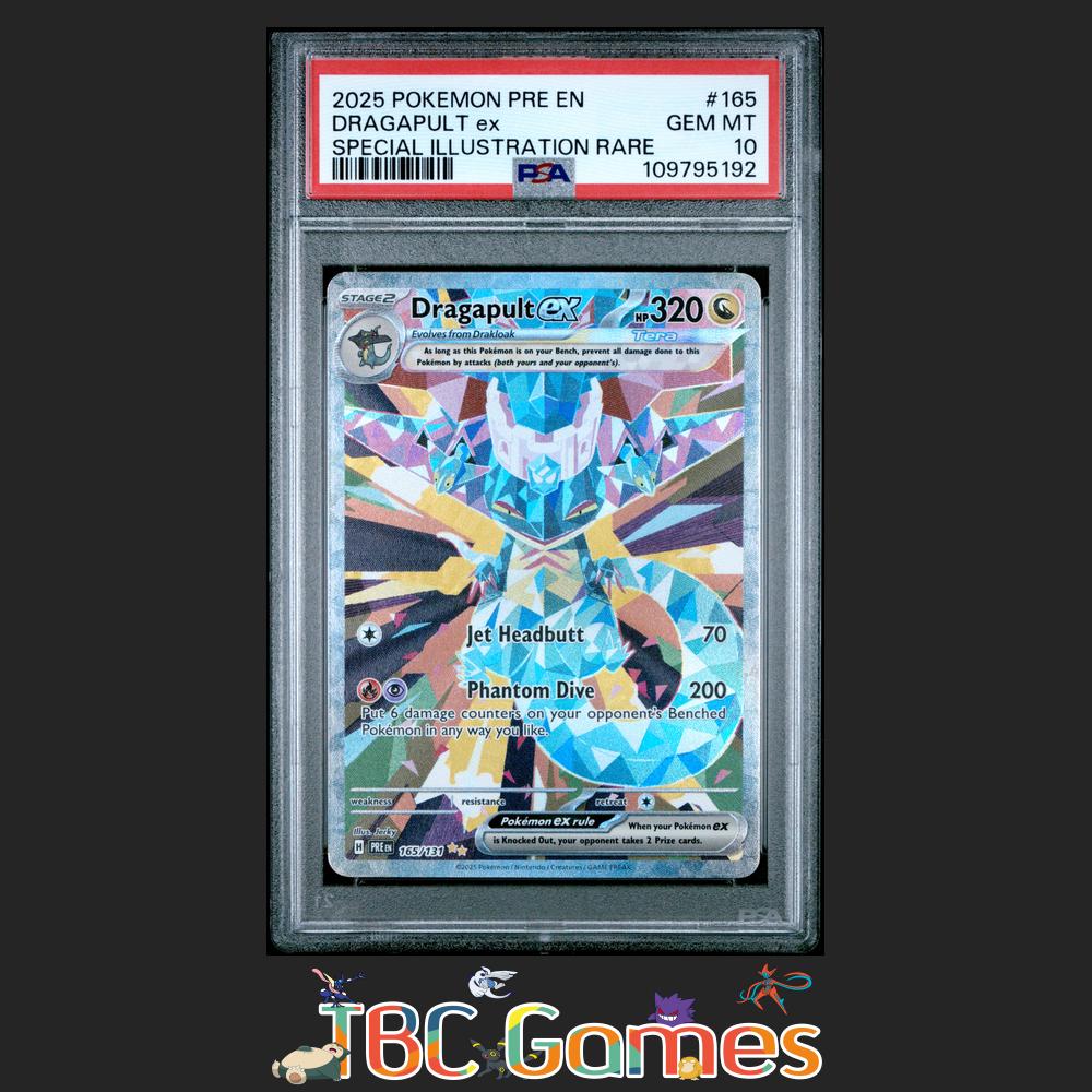 Dragapult ex Prismatic Evolutions #165 Special Illustration Rare PSA 1 TBC Games Dragapult ex Prismatic Evolutions #165 Special Illustration Rare PSA 1 TBC Games