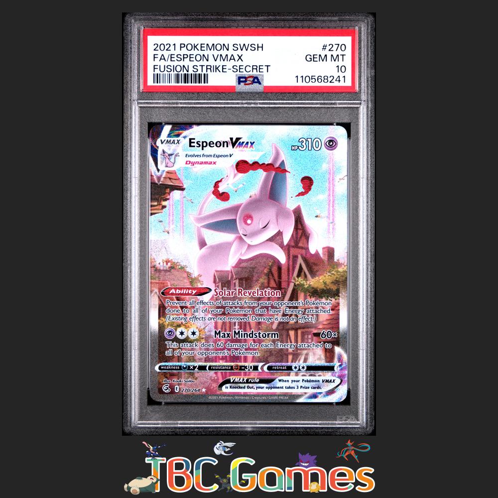 Espeon VMAX Fusion Strike Alt Art #270 PSA 10 TBC Games Espeon VMAX Fusion Strike Alt Art #270 PSA 10 TBC Games