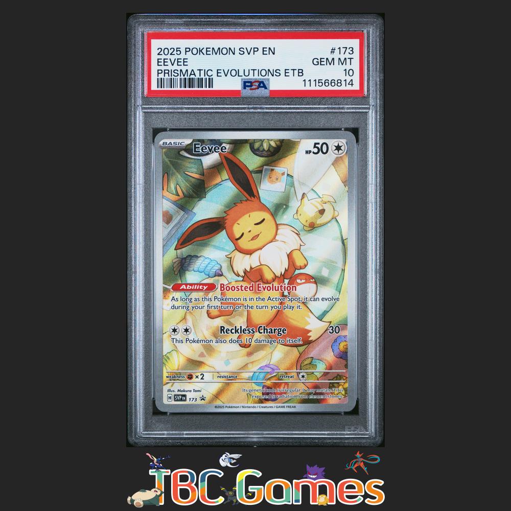 eevee pokemon card psa 10 Eevee SV Black Star Promo #173 Prismatic Evolutions ETB PSA 10