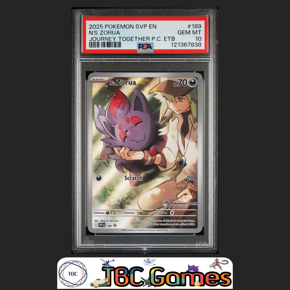N's Zorua #189 Pokemon Center ETB Journey Together PSA 10 – TBC Games