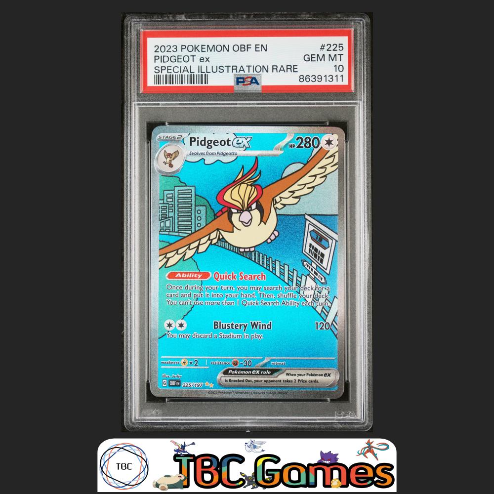 pidgeot ex pokemon card Obsidian Flames #225 Special Illustration Rare PSA 10 [3] Feather Lance (80) Pokémon TCG – Charizard Design - Choose one:PM FIN Jumbo Cactuar raw