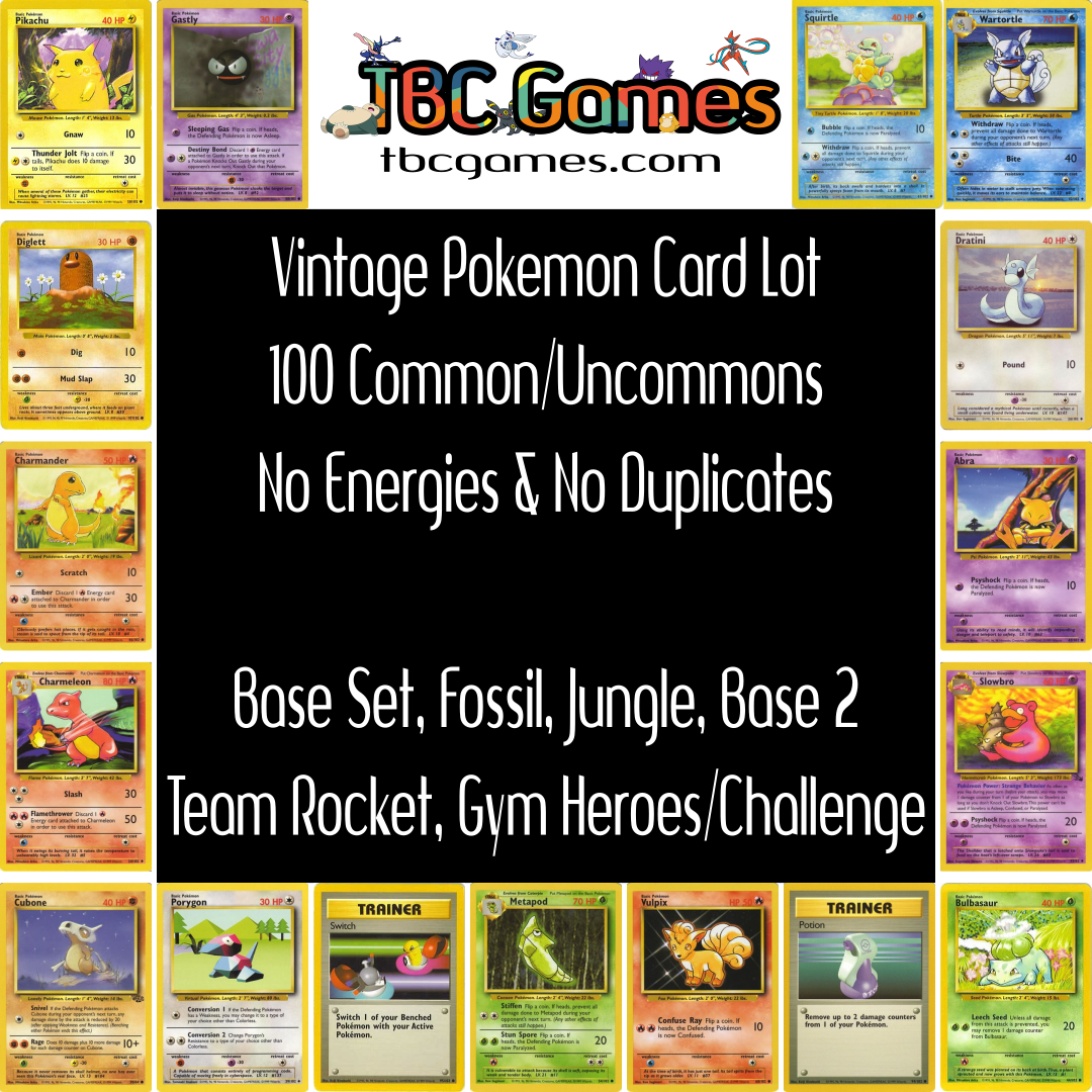 Pokemon Card Lot - 100 Vintage WotC Bulk Commons/Uncommons NM-MP No Energy Pokemon Card Lot - 100 Vintage WotC Bulk Commons/Uncommons NM-MP No Energy